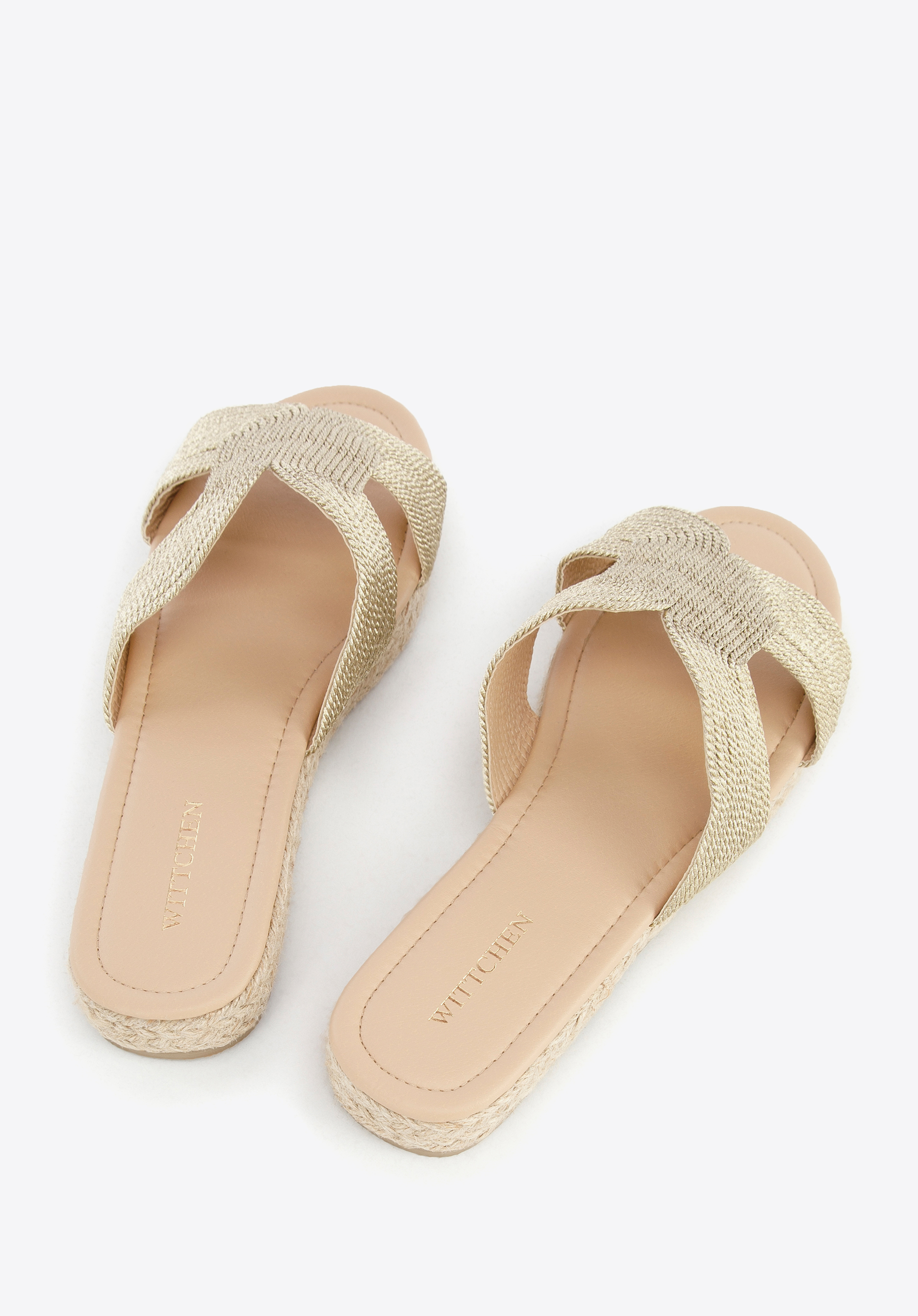 Damskie klapki na słomkowej podeszwie