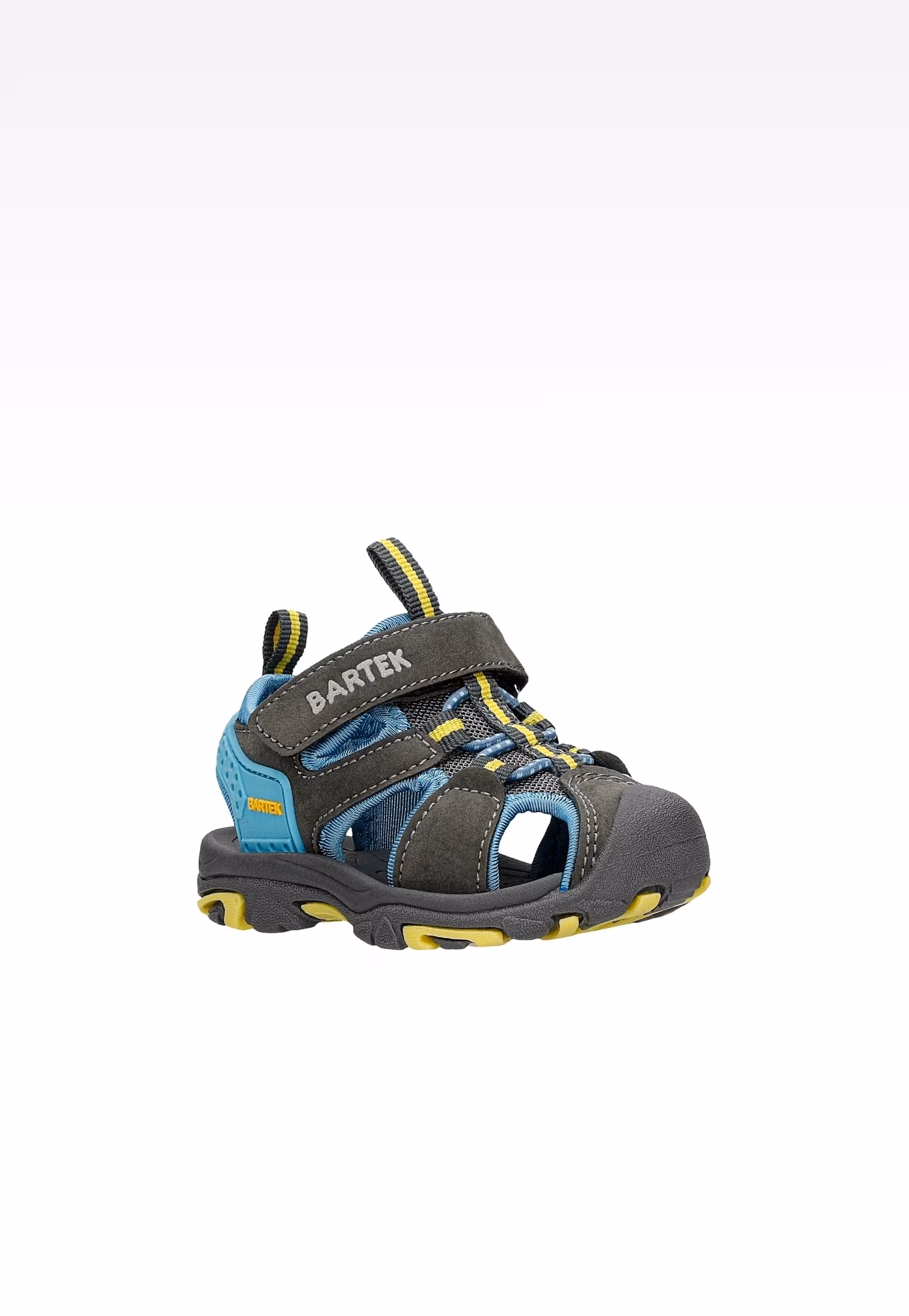 Sandały BARTEK 11042505 w kolorze szaro-niebieskim z żółtymi akcentami