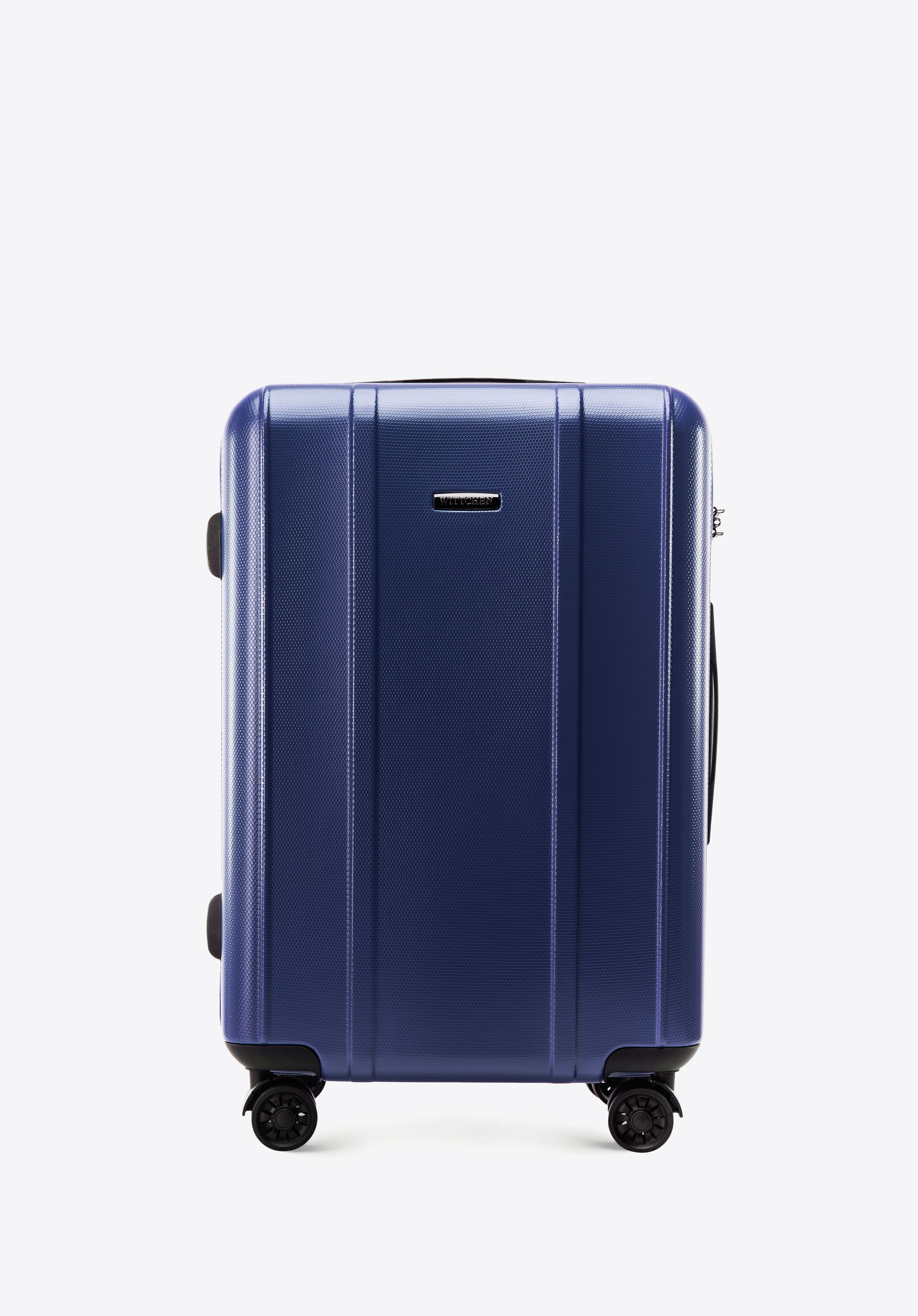 Walizka kabinowa z polikarbonu z pionowymi tłoczeniami