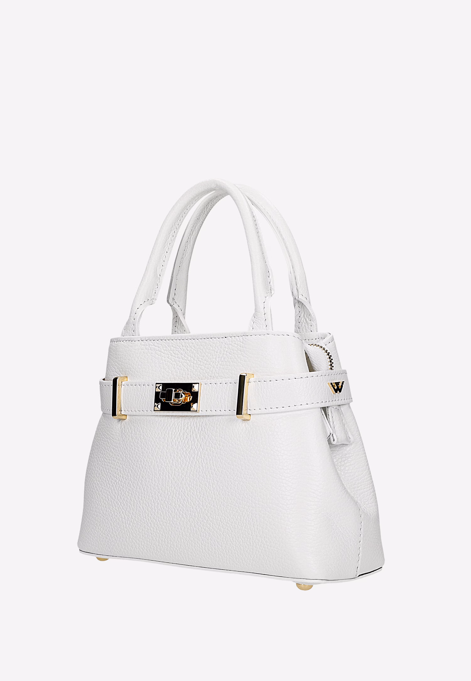 Biała skórzana torebka typu kuferek