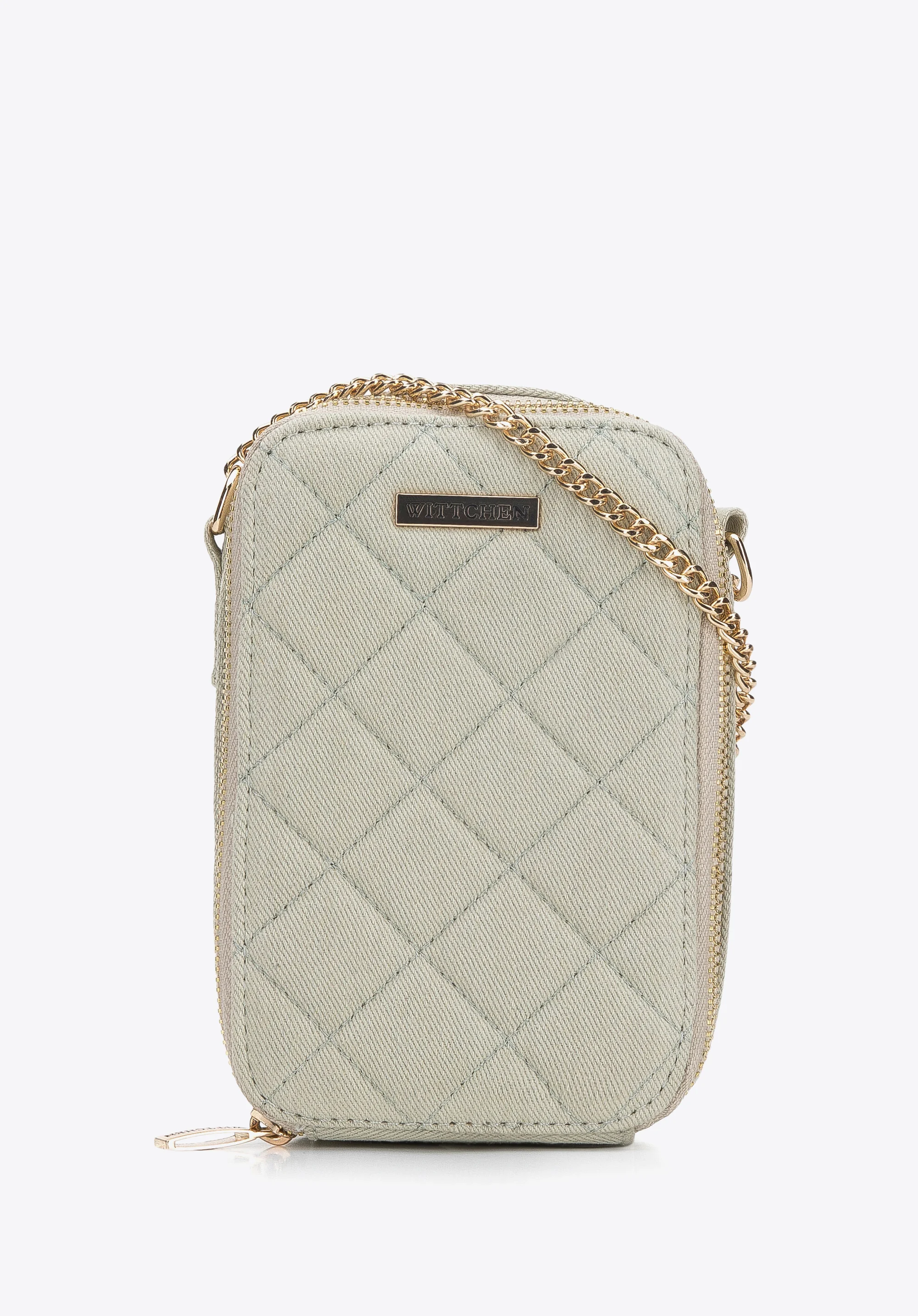 Damska minitorebka z pikowanego dżinsu na łańcuszku