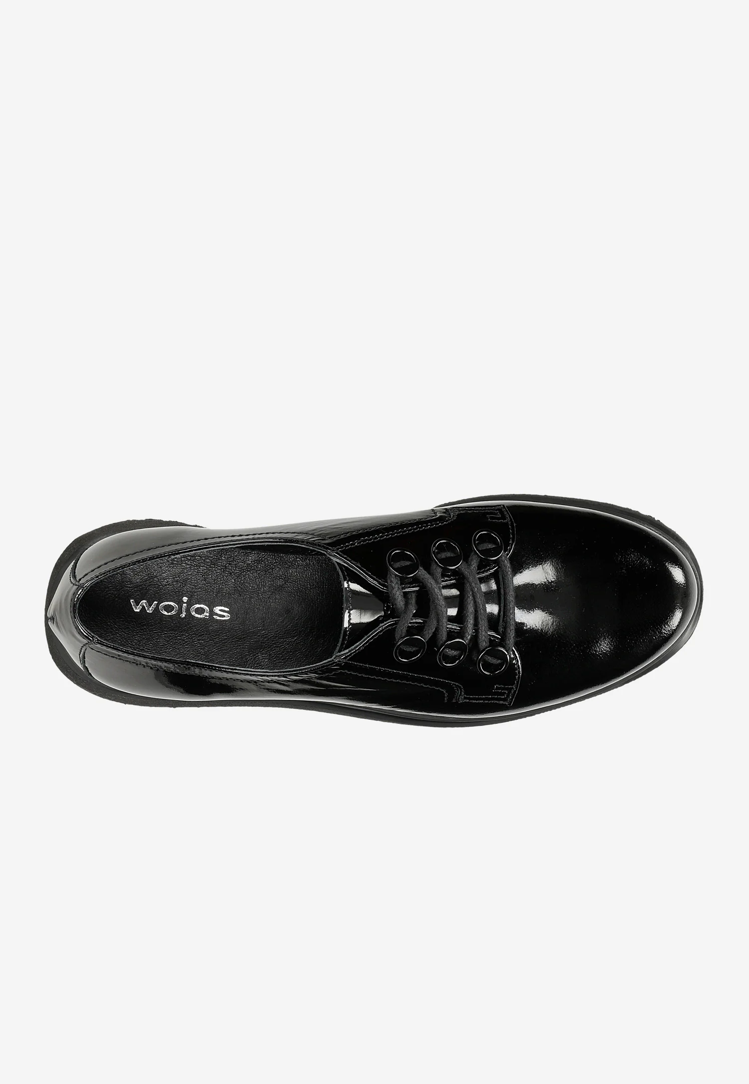 Czarne creepersy damskie z lakierowanej skóry