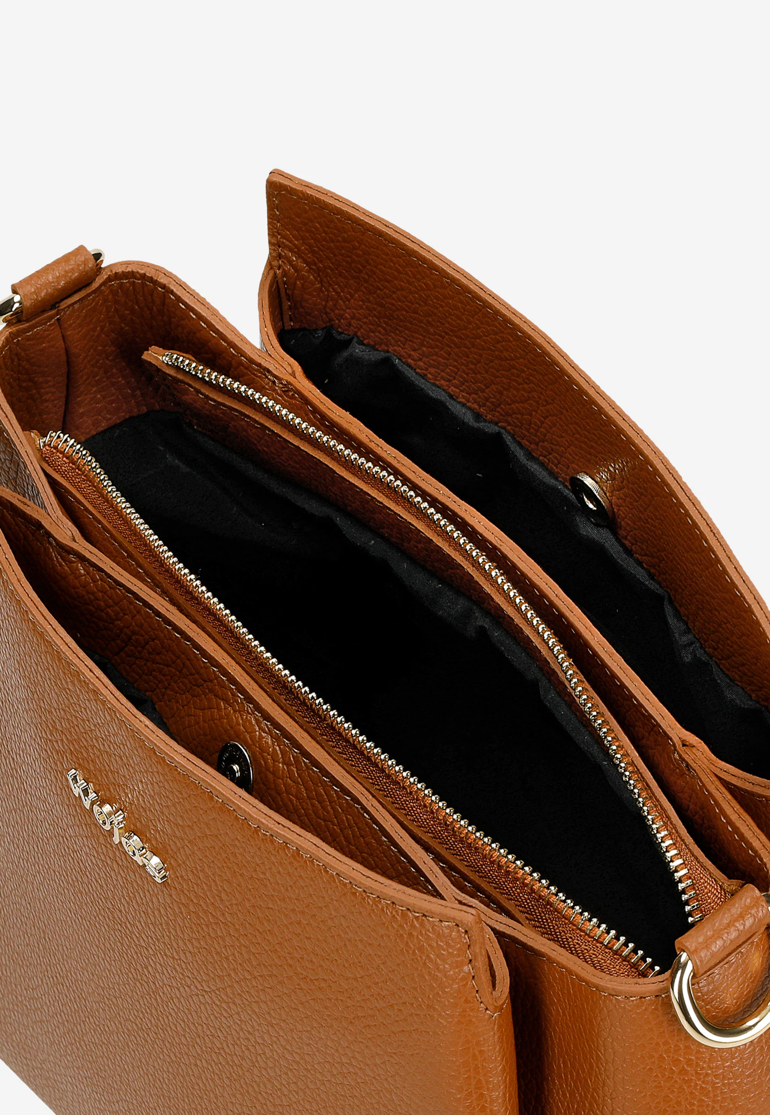 Skórzany jasnobrązowy kuferek damski