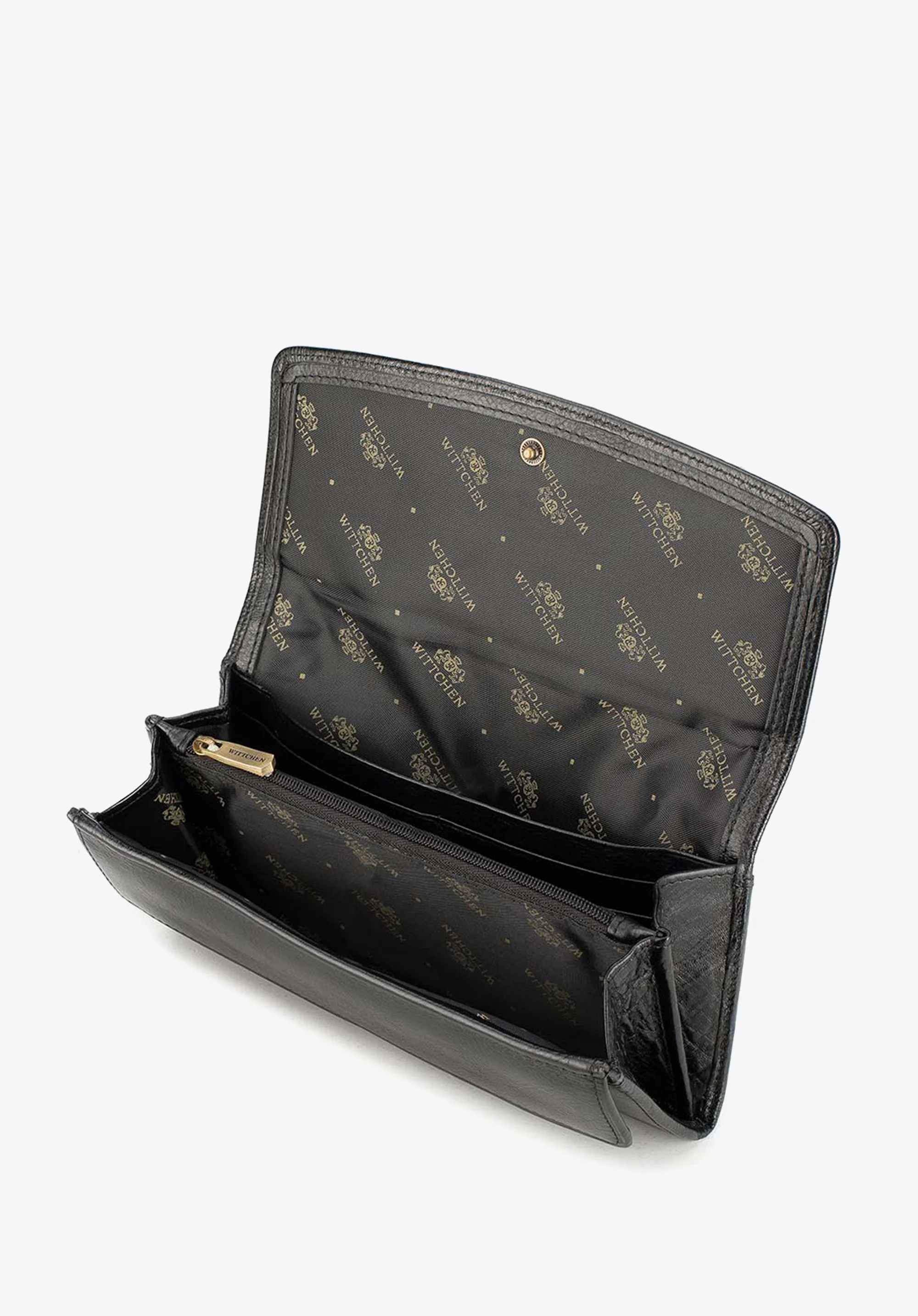 Damski portfel ze skóry z podwójnym zatrzaskiem