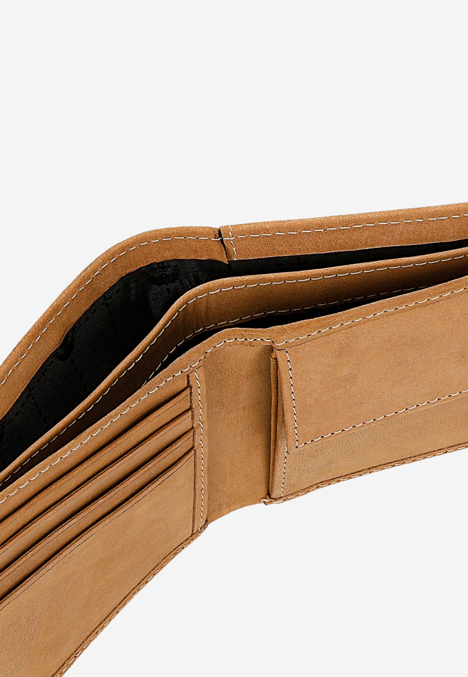 Jasnobrązowy portfel męski z ciemną wstawką