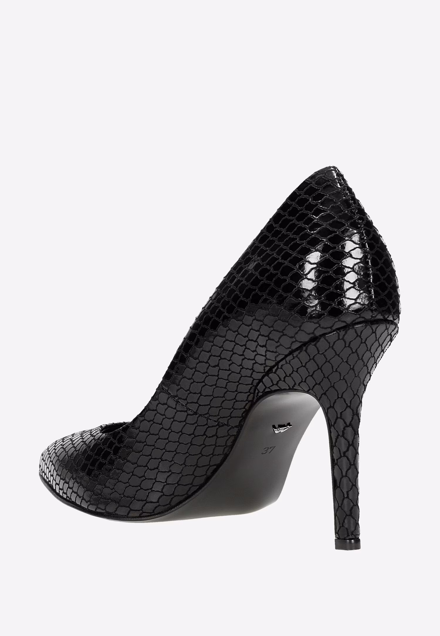 Czarne czółenka damskie z błyszczącą fakturą