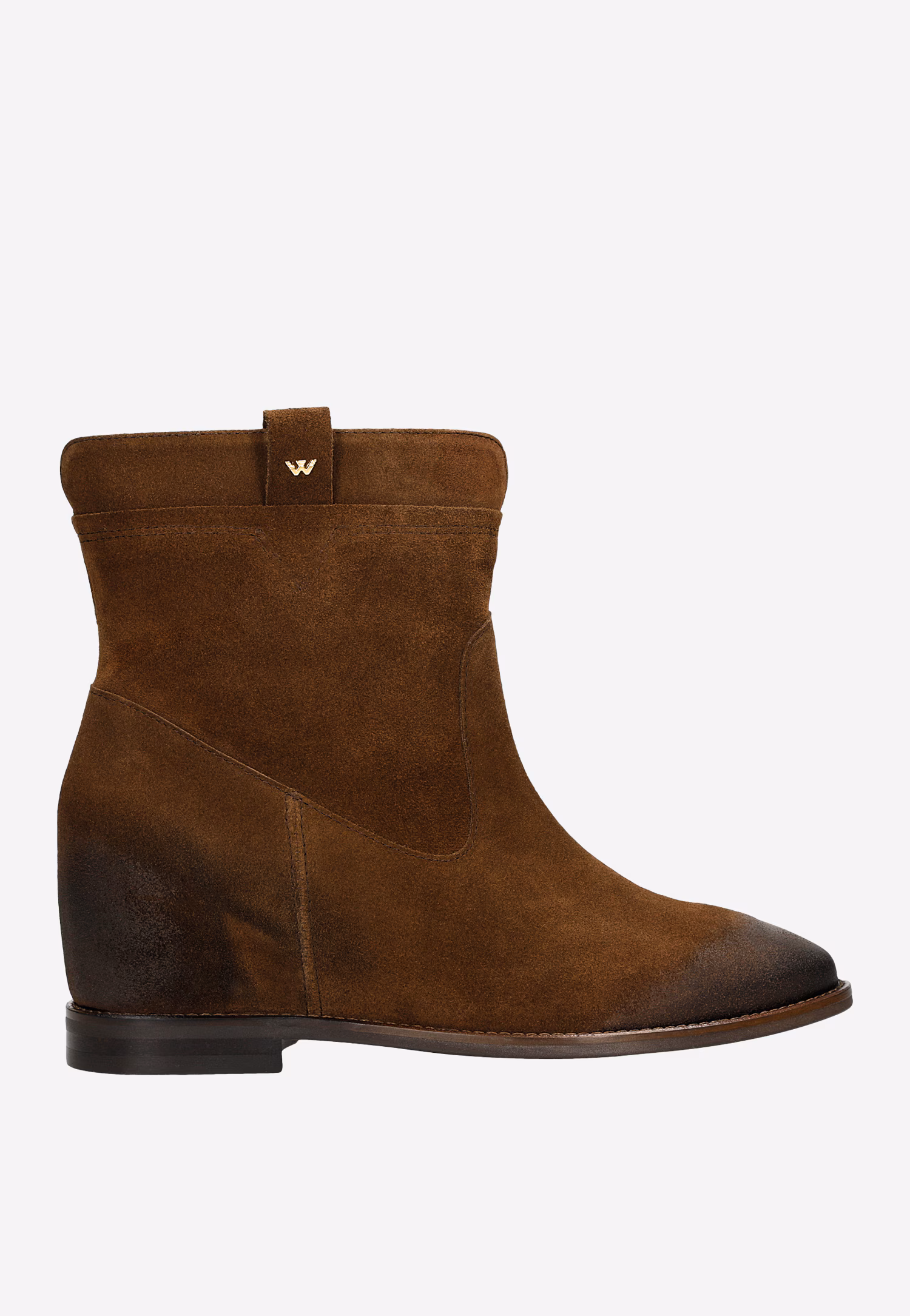 Brązowe botki damskie z ukrytą koturną