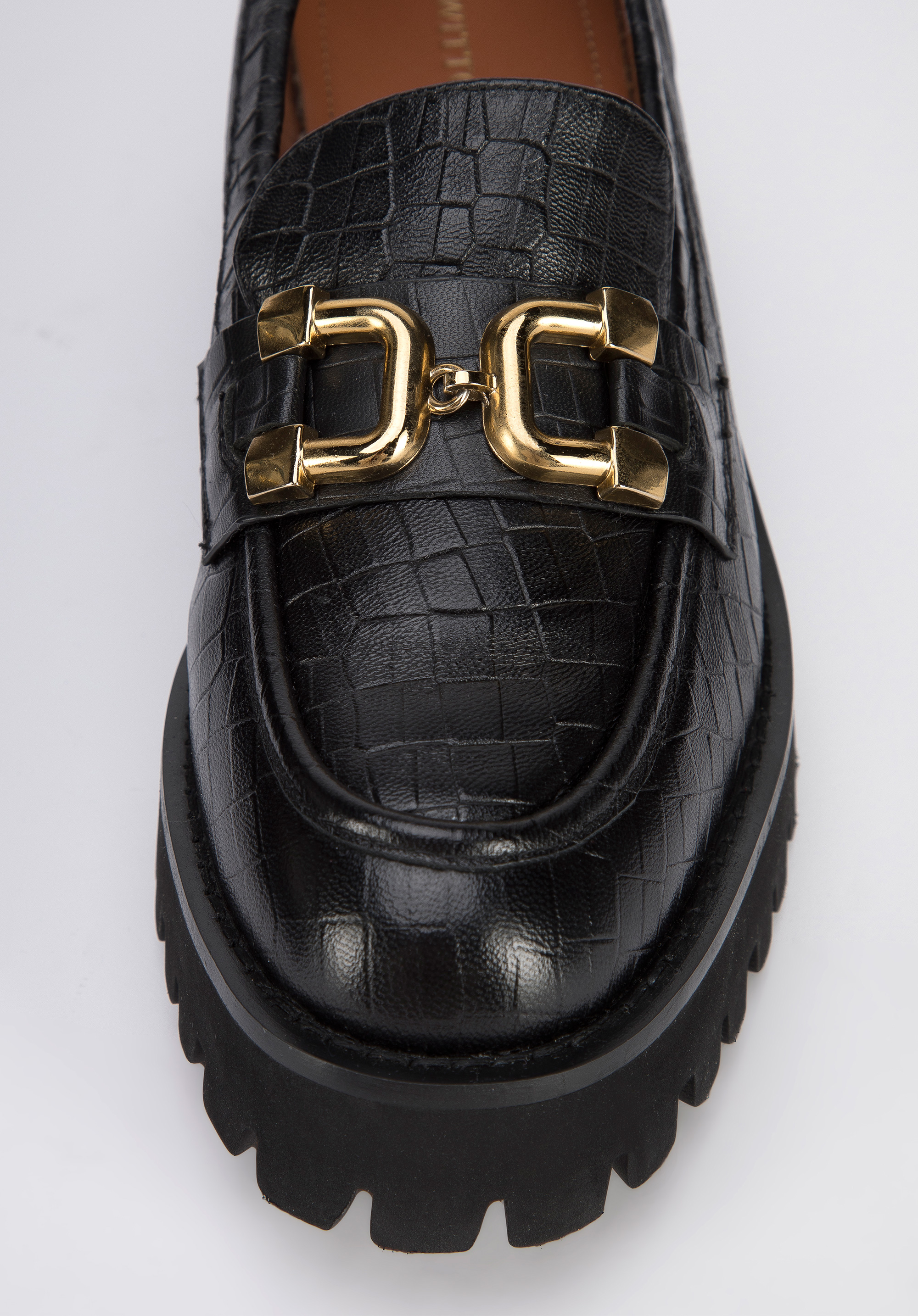 Damskie mokasyny ze skóry z klamerką