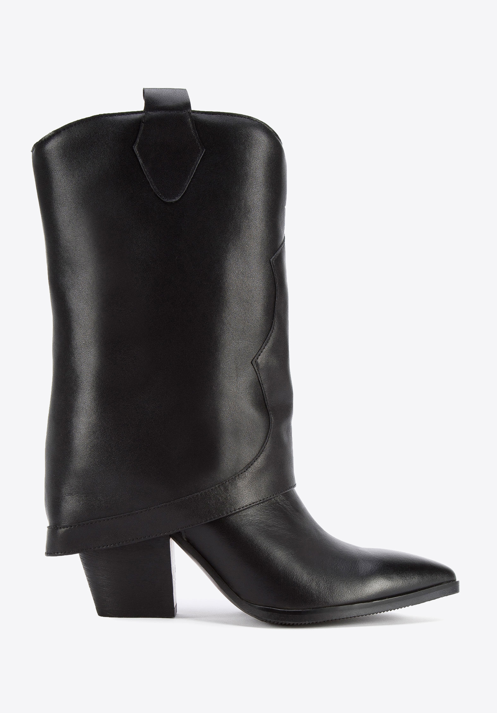 Damskie kowbojki skórzane z nakładką