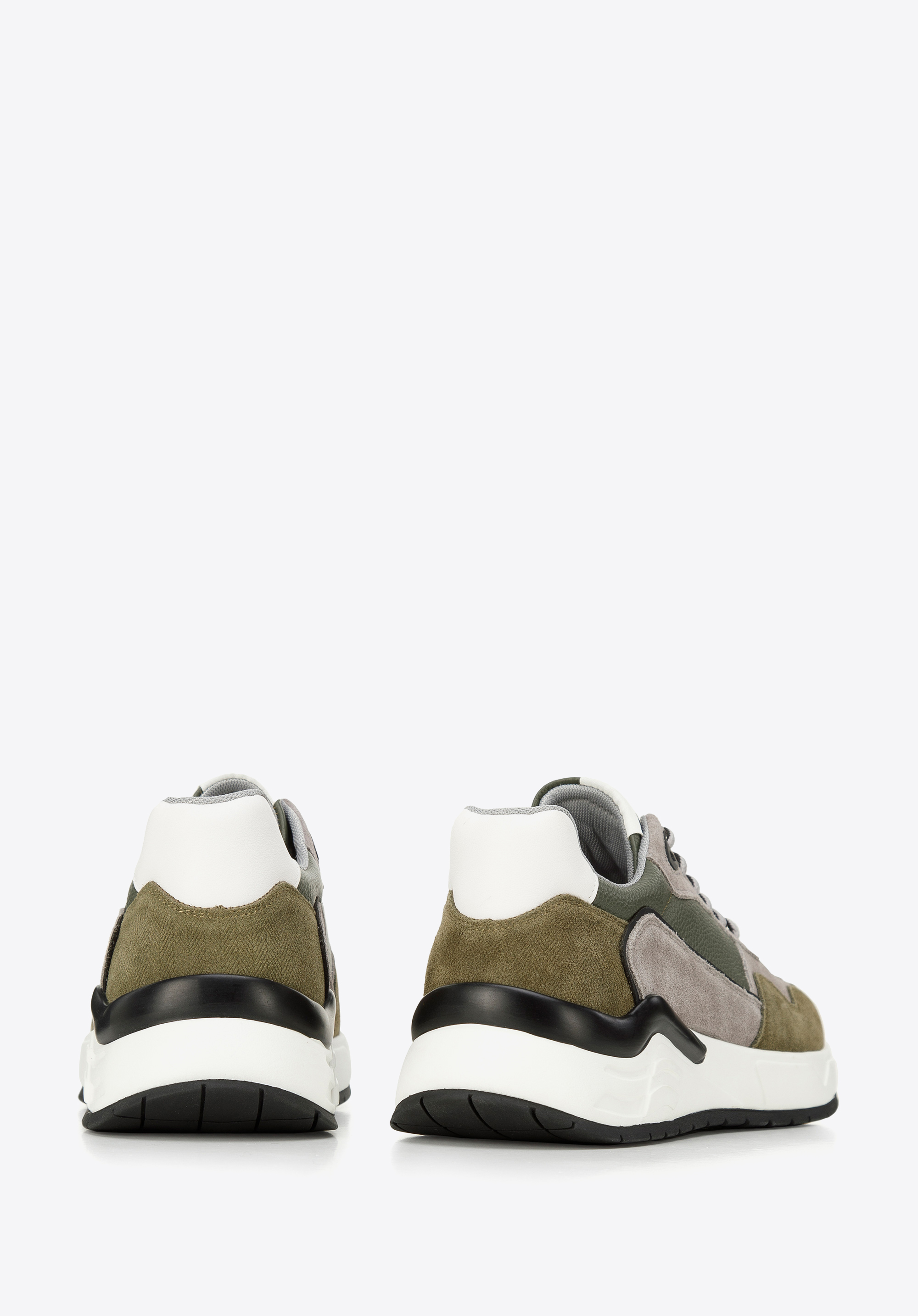 Męskie sneakersy skórzane z zamszowymi wstawkami