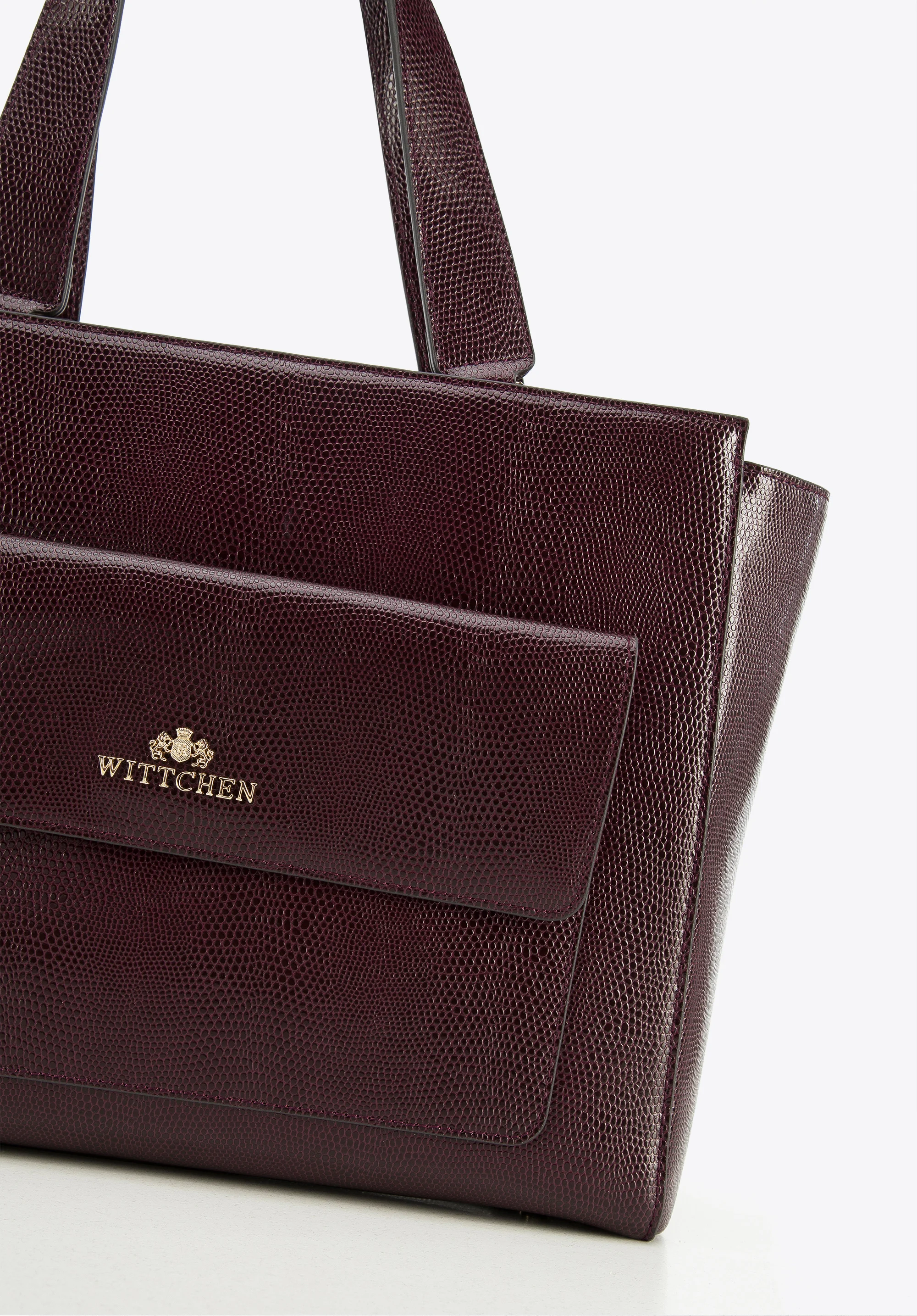 Torebka shopperka skórzana z kieszenią z przodu