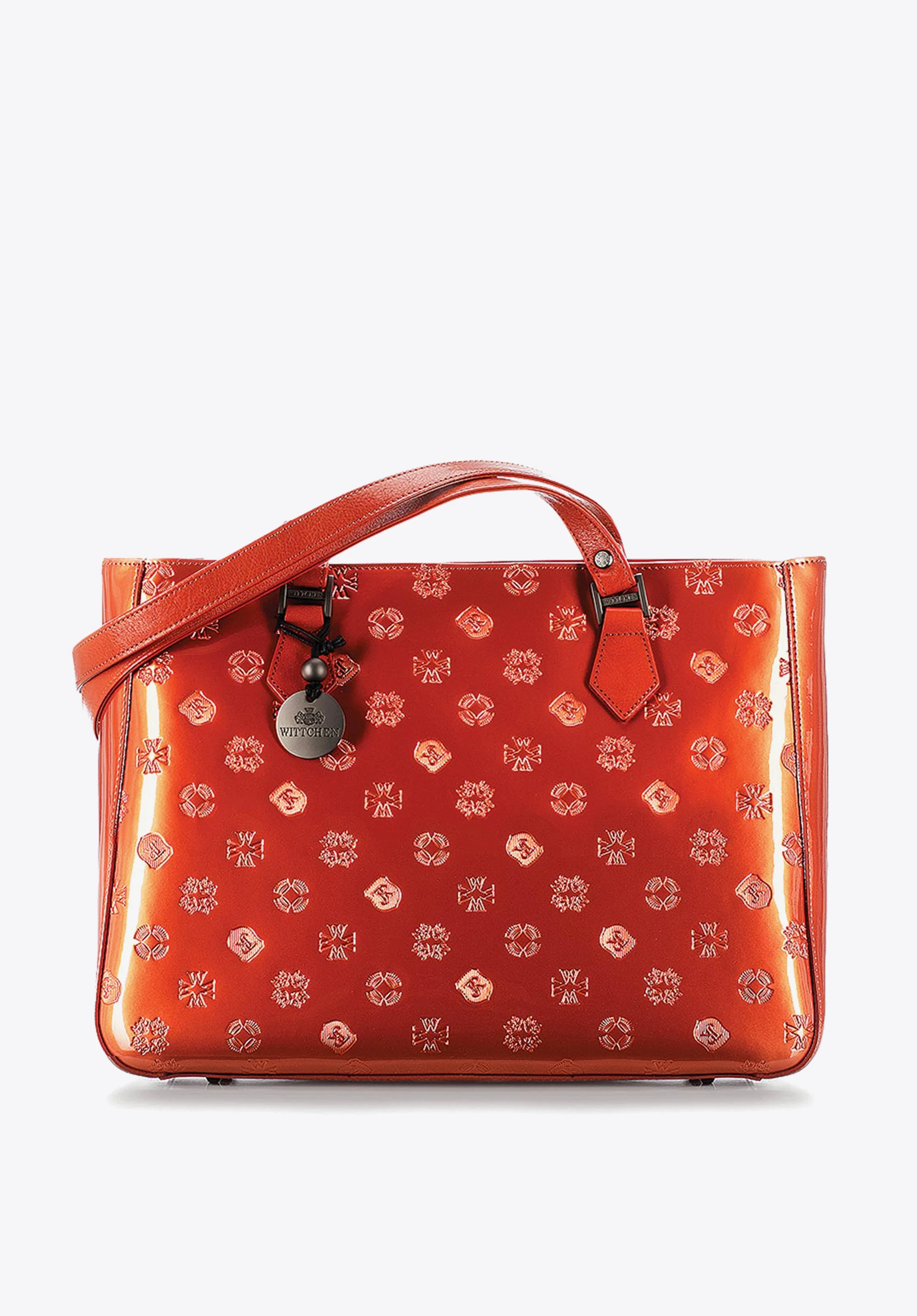 Torebka shopperka z błyszczącej skóry w monogram