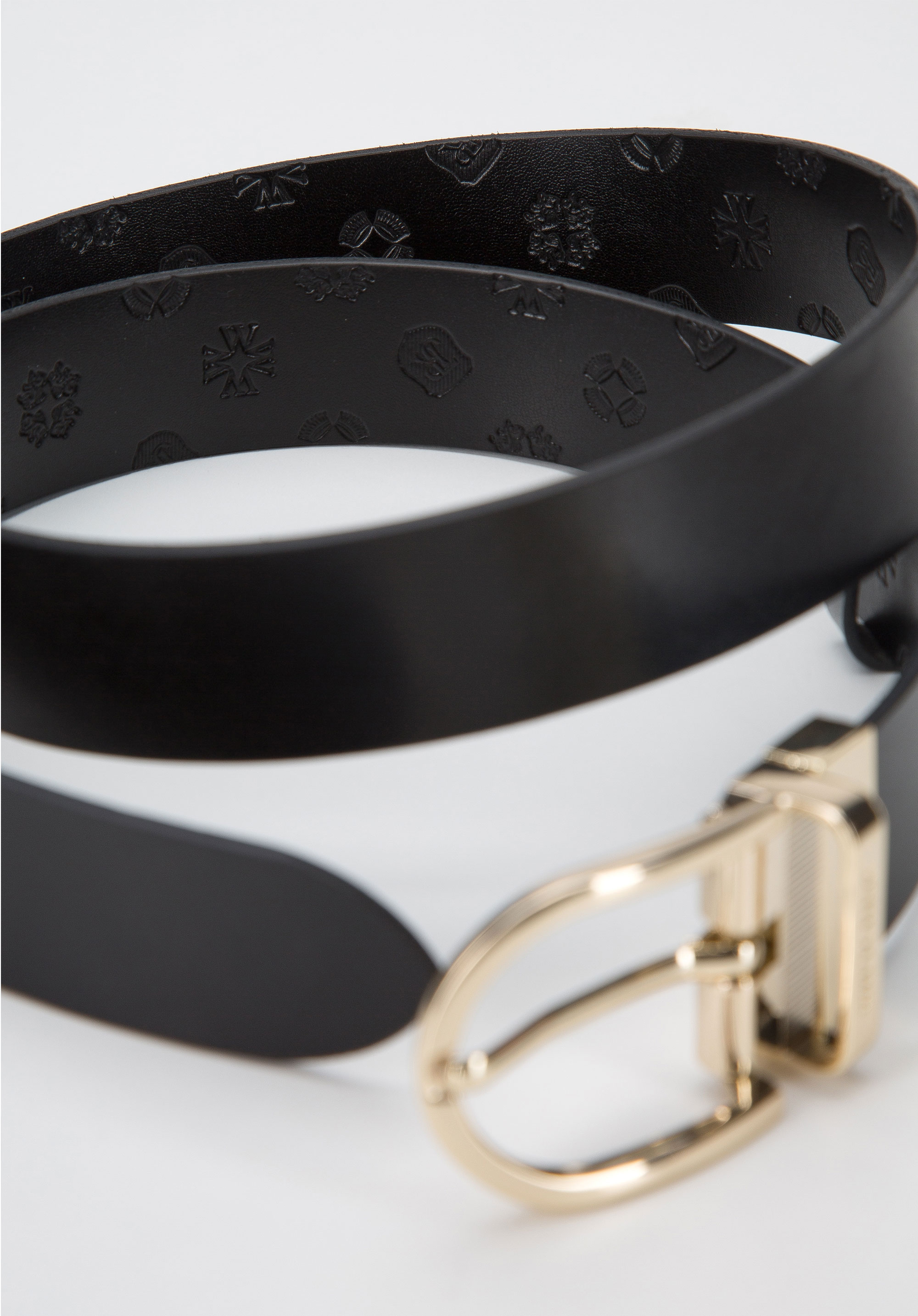 Damski pasek skórzany dwustronny tłoczony w logo