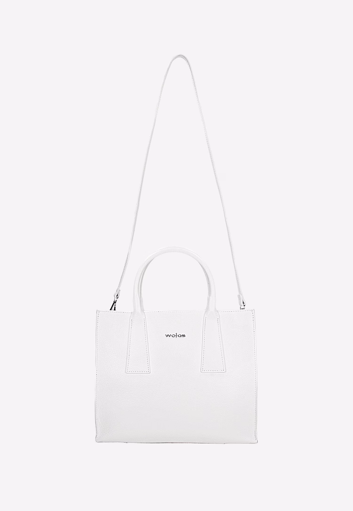 Mały skórzany kuferek damski w kolorze białym