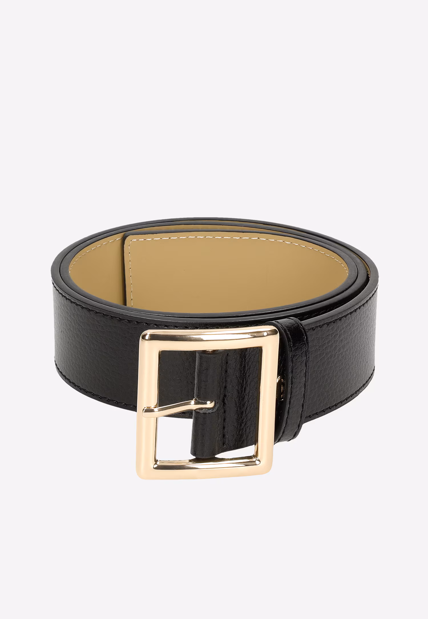 Stylowy beżowy pasek damski ze skóry licowej