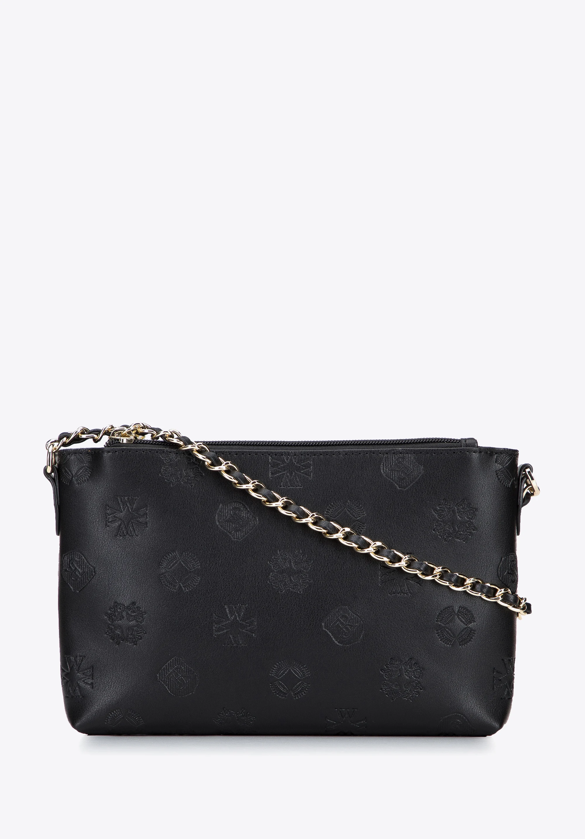 Damska listonoszka skórzana trzykomorowa w monogram