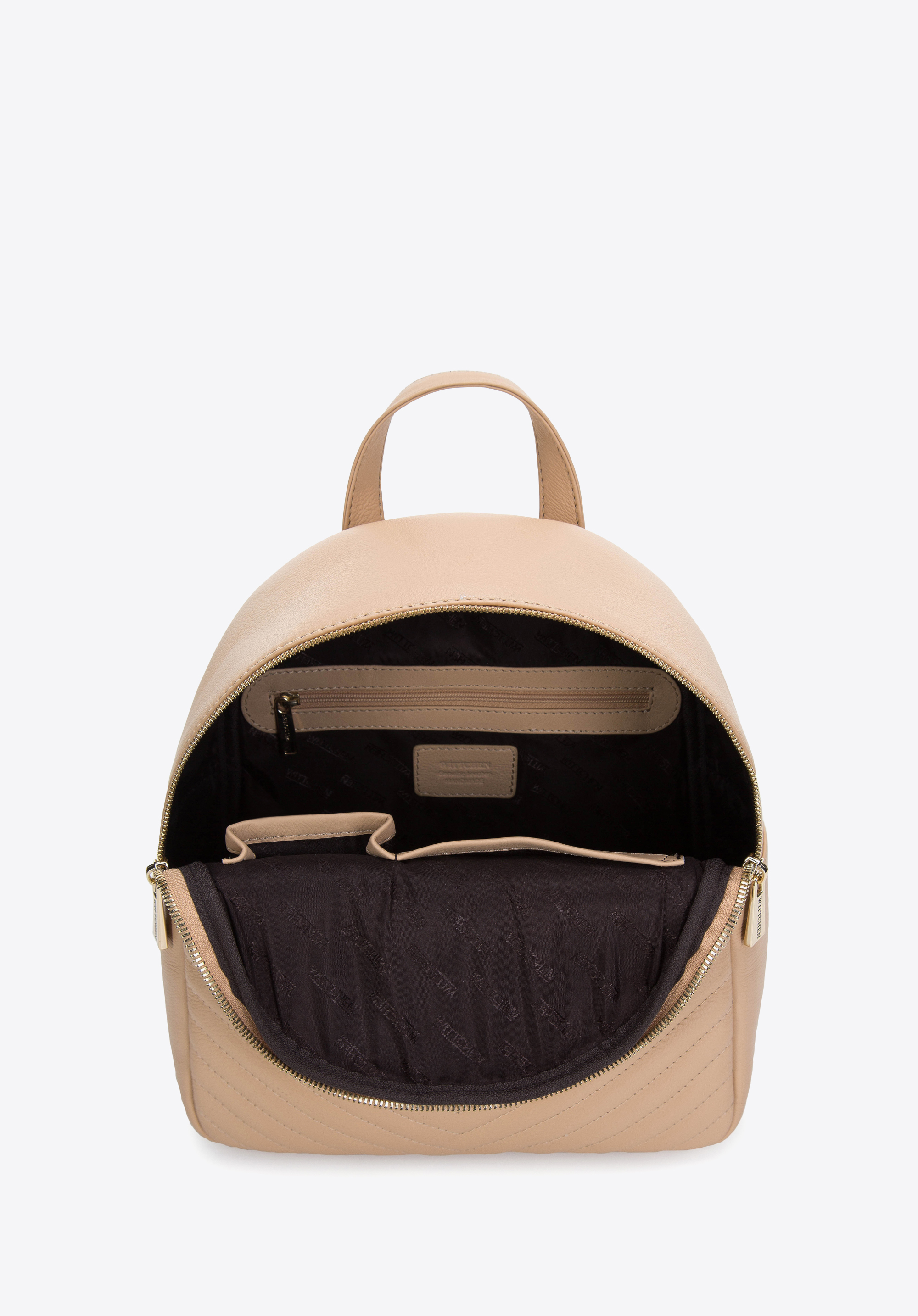 Damski plecak skórzany ukośnie pikowany