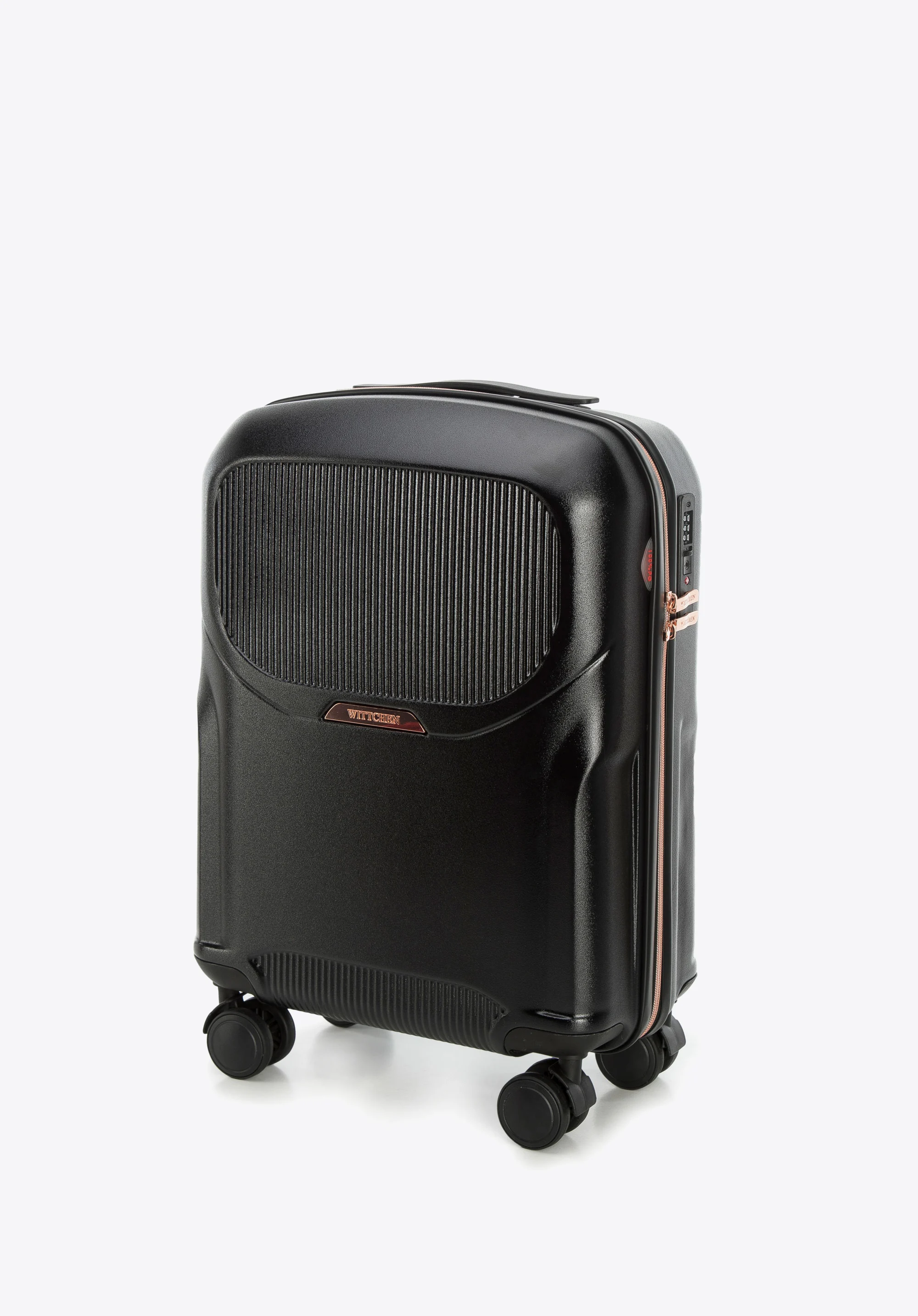 Walizka kabinowa z polikarbonu z suwakiem w kolorze różowego złota