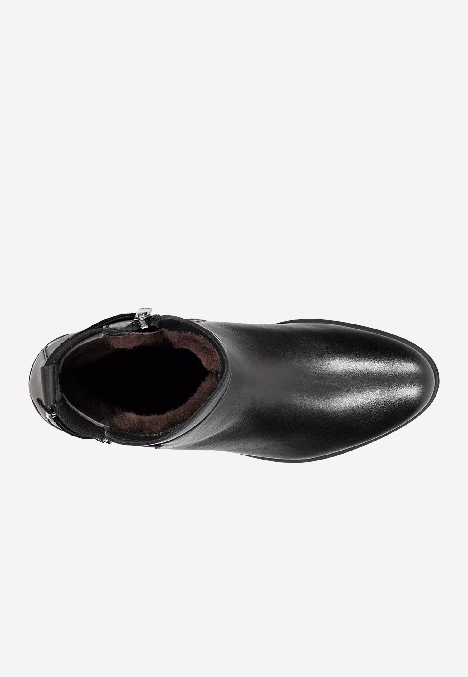 Czarne botki damskie ocieplane skórą owczą