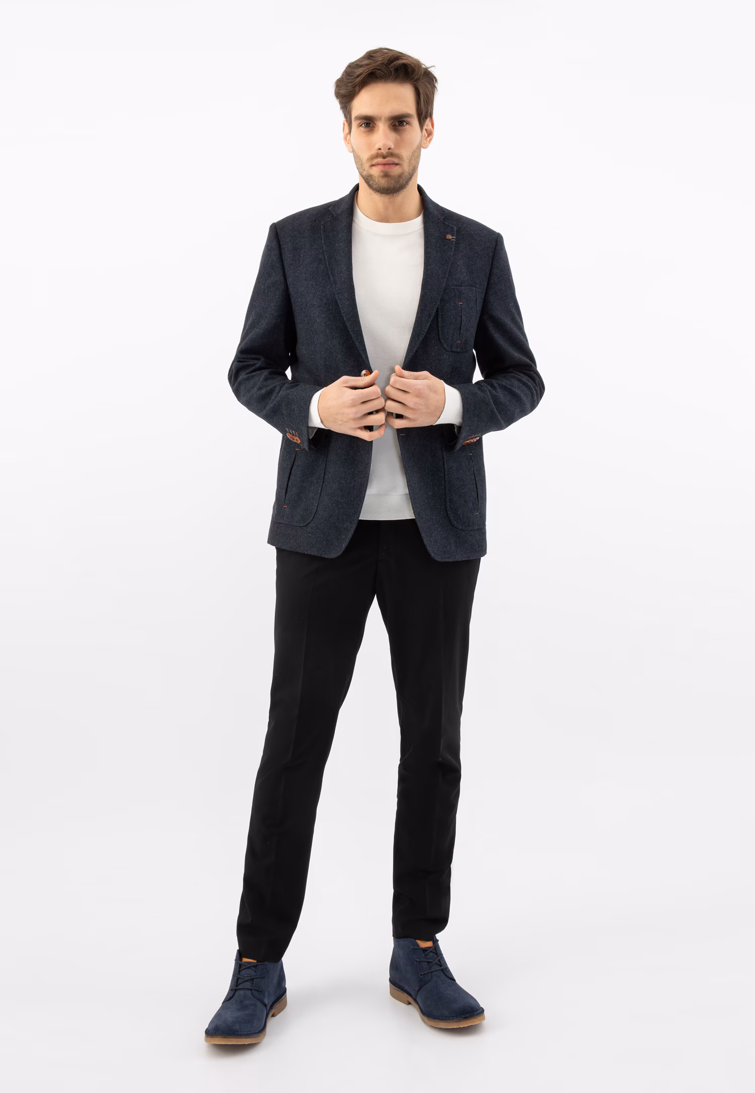 Brązowe trzewiki męskie typu desert boots z dwoiny welurowej