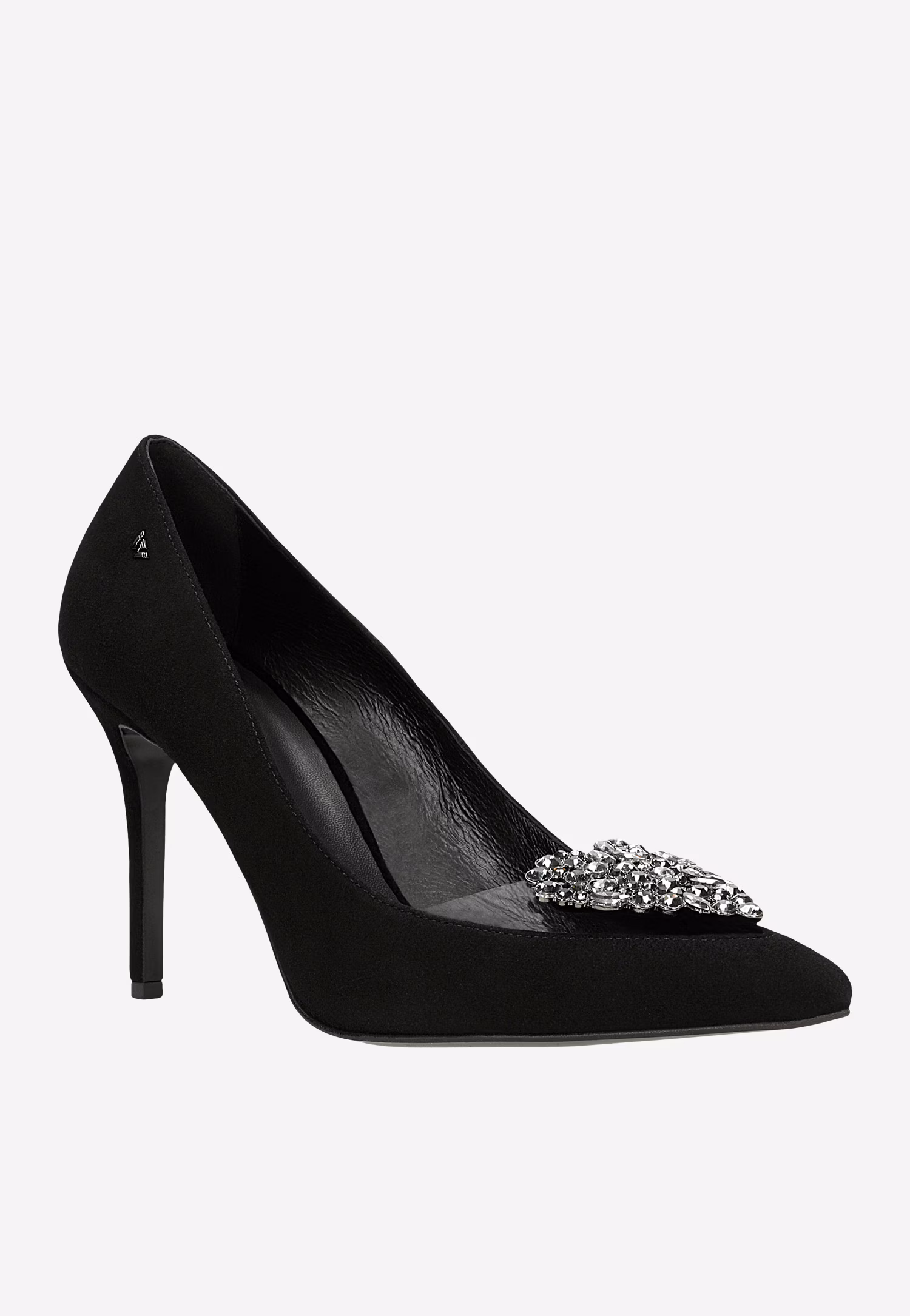 Czarne czółenka damskie z ozdobą w kształcie serca