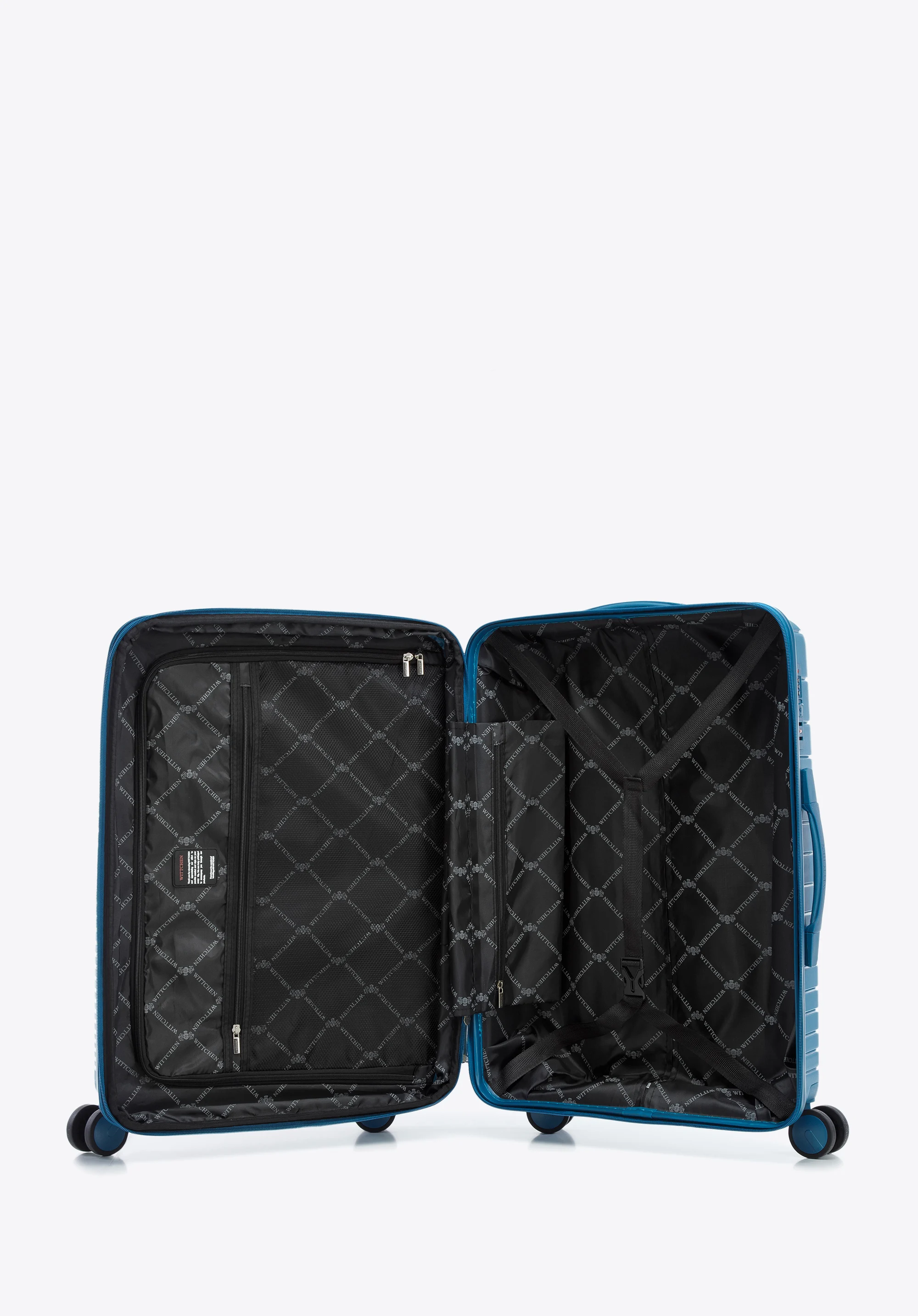 Walizka średnia z polipropylenu z błyszczącymi paskami