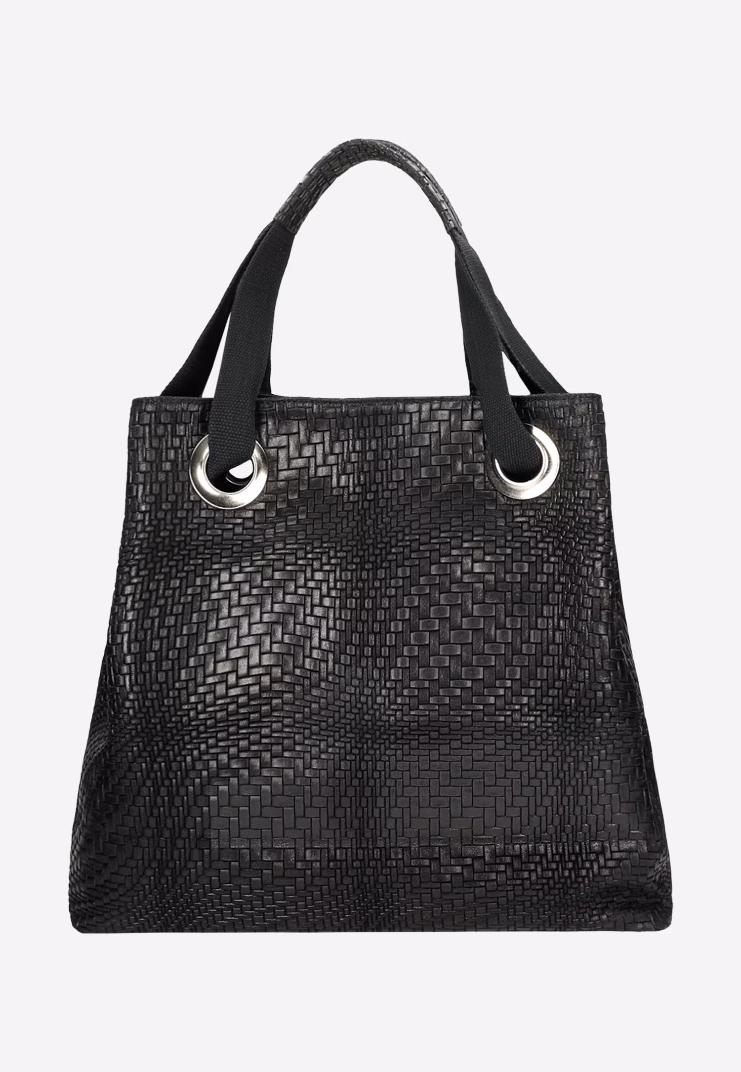 Duża czarna torebka damska w pleciony wzór