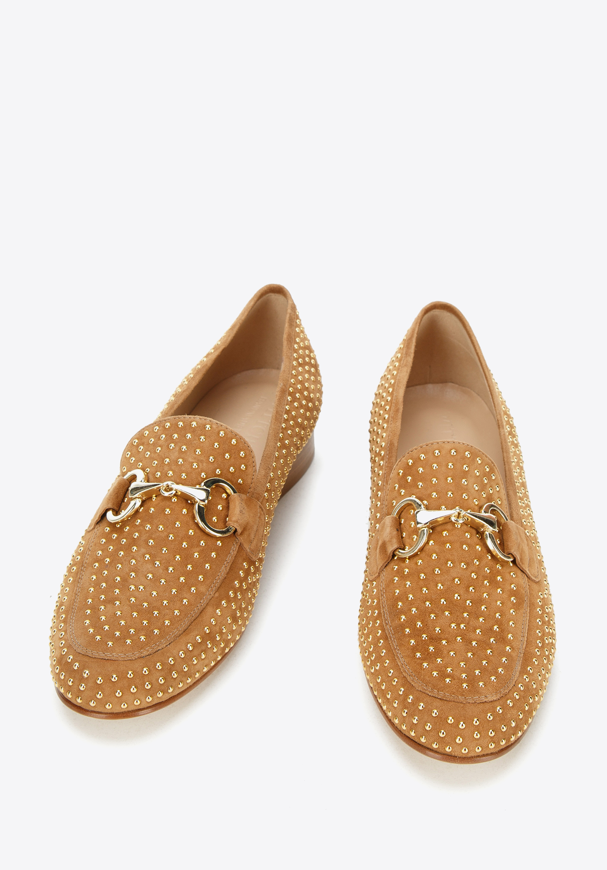 Damskie mokasyny zamszowe z nitami