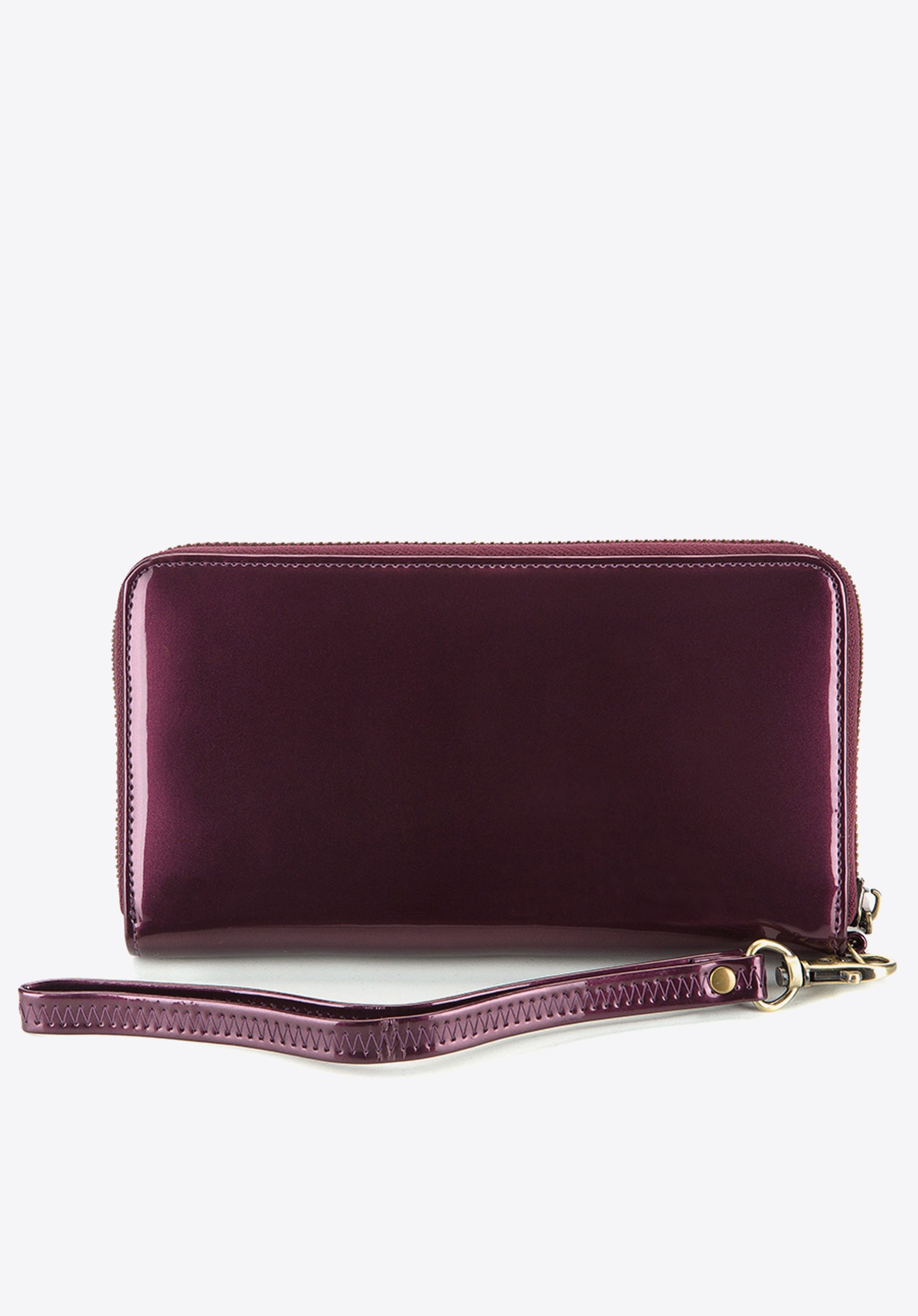 Damski portfel skórzany lakierowany na zamek