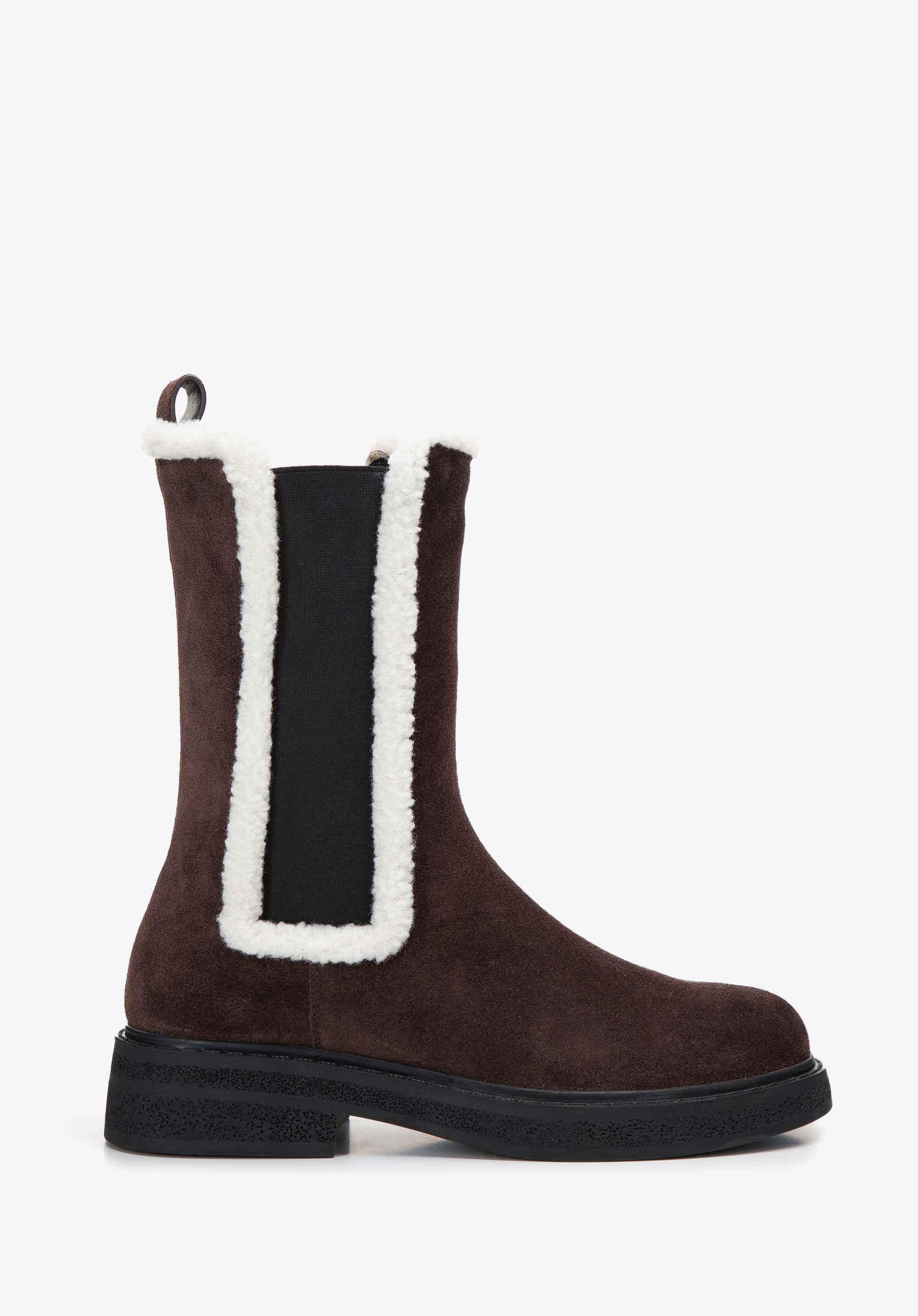 Damskie sztyblety zamszowe ze sztucznym kożuszkiem