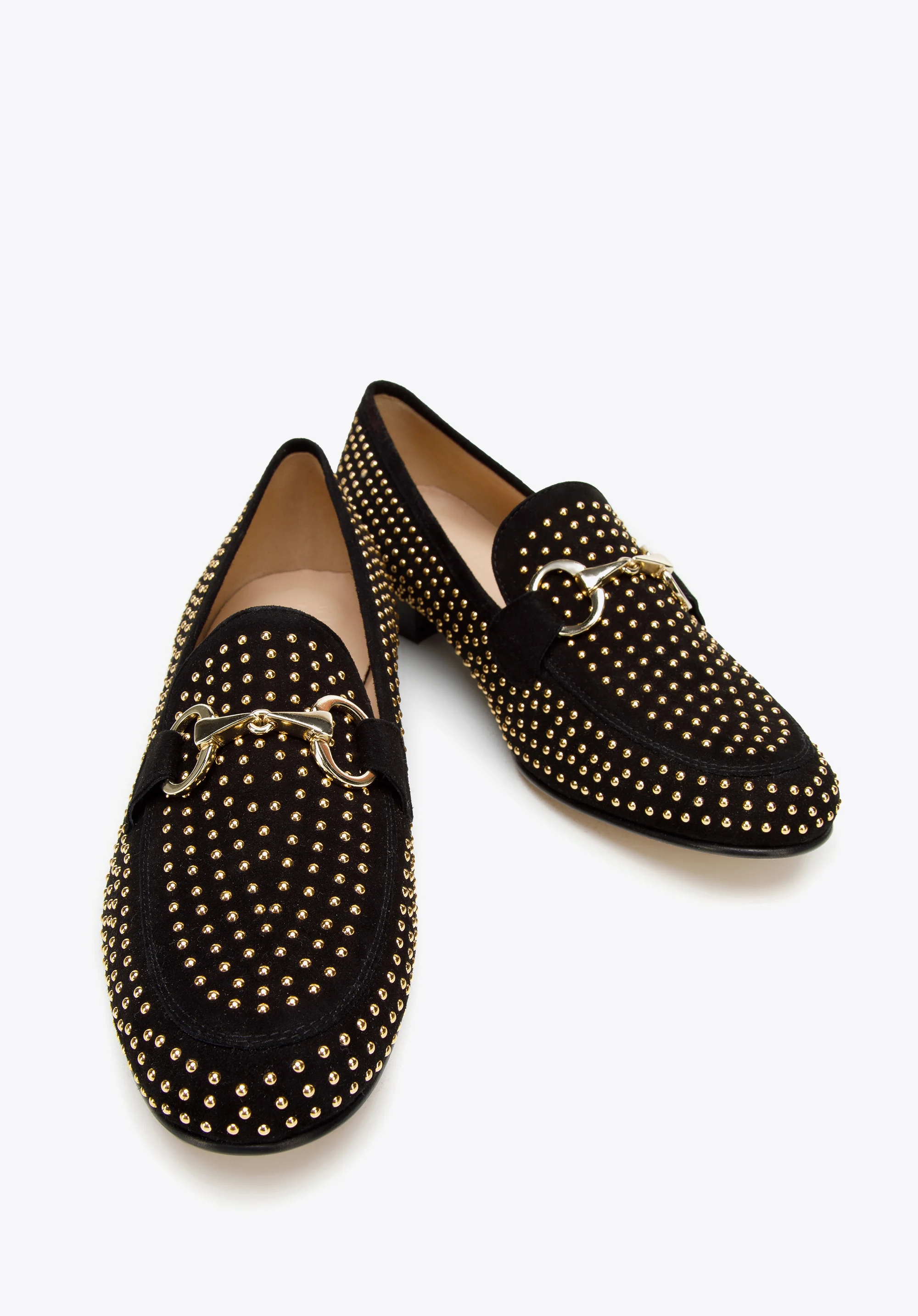 Damskie mokasyny zamszowe z nitami