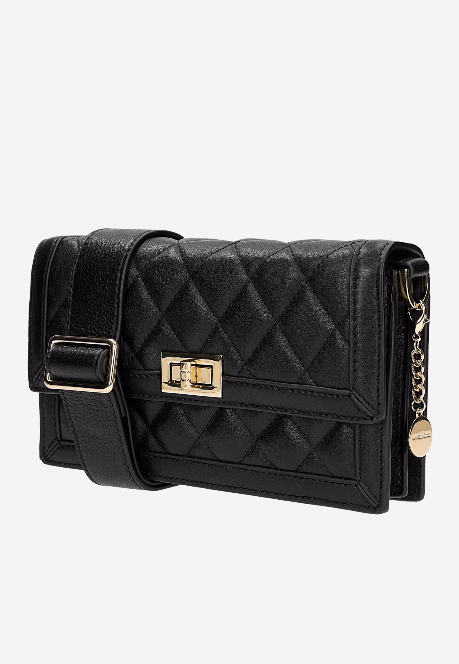 Czarna pikowana torebka skórzana