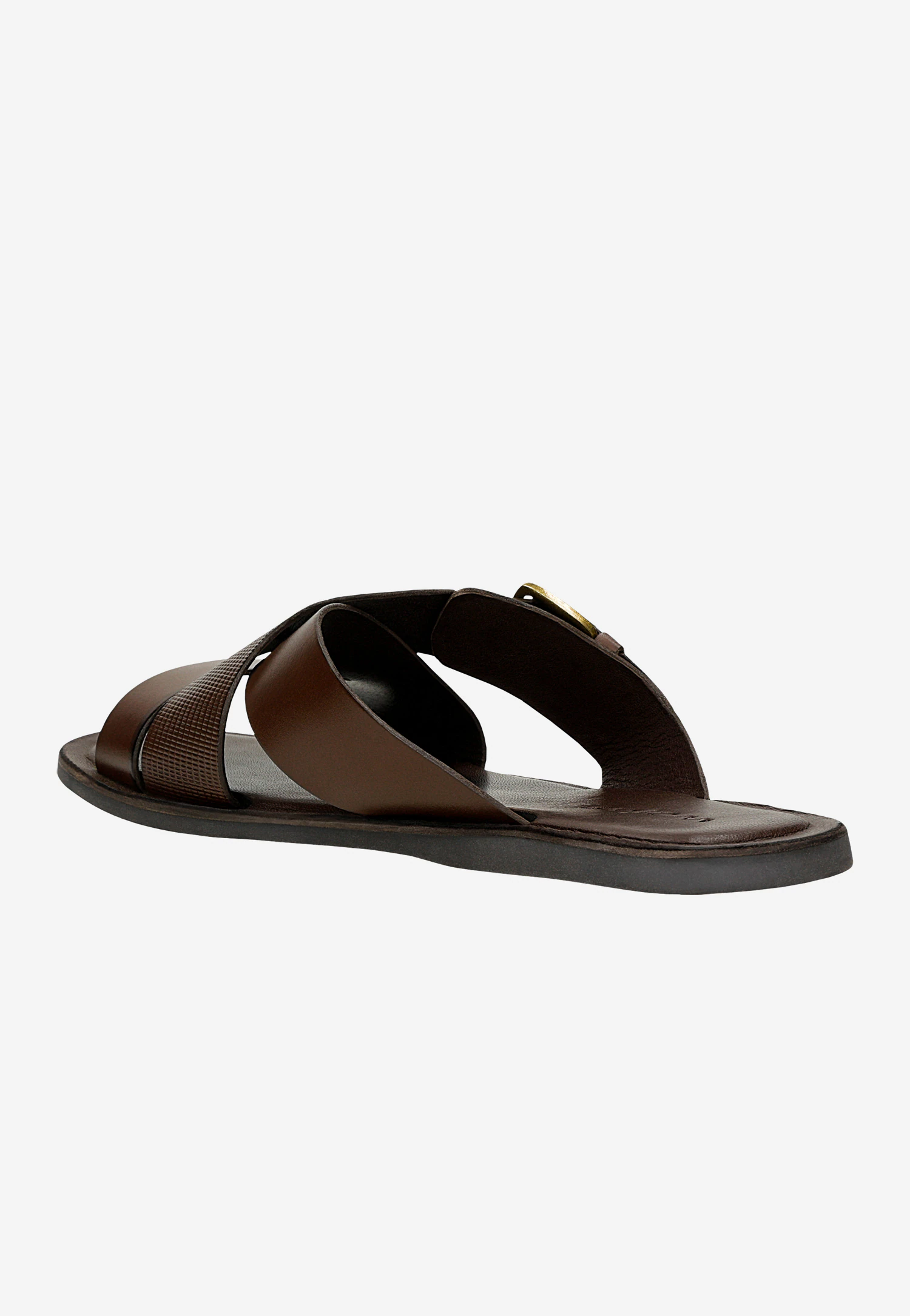 Ciemnobrązowe klapki męskie z klamrą