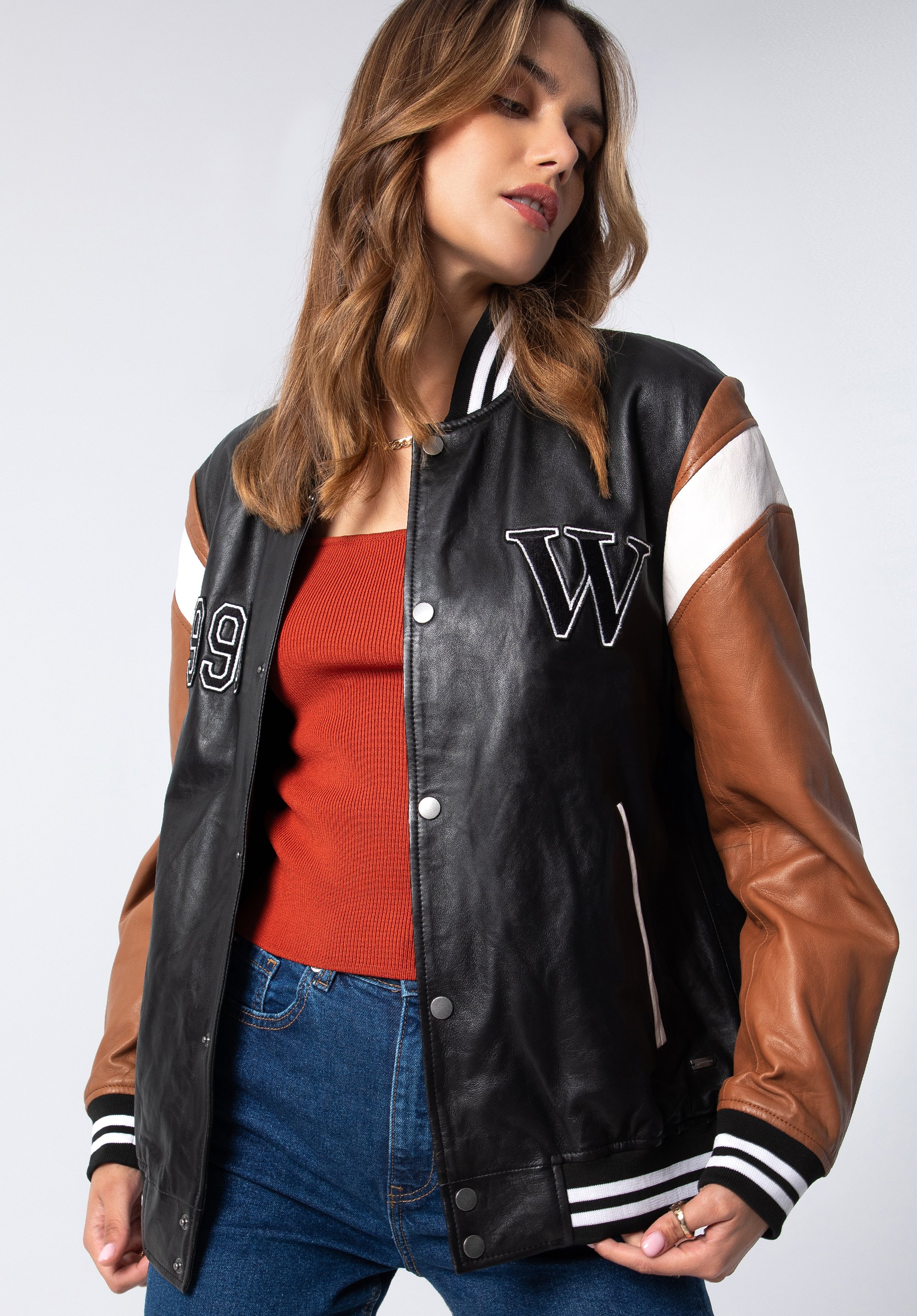 Kurtka bejsbolówka skórzana uniseks