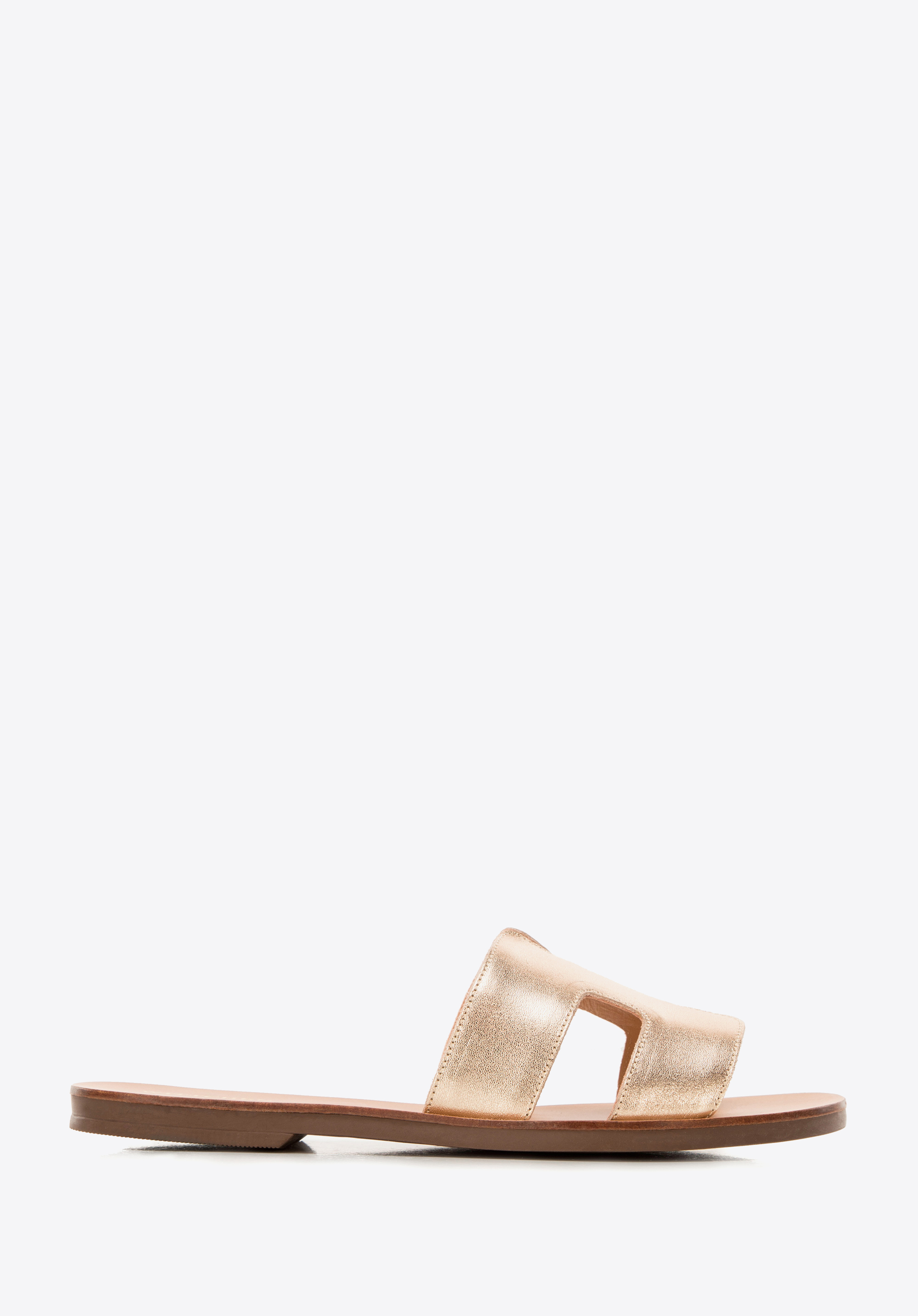 Damskie klapki skórzane z przodem w literę H