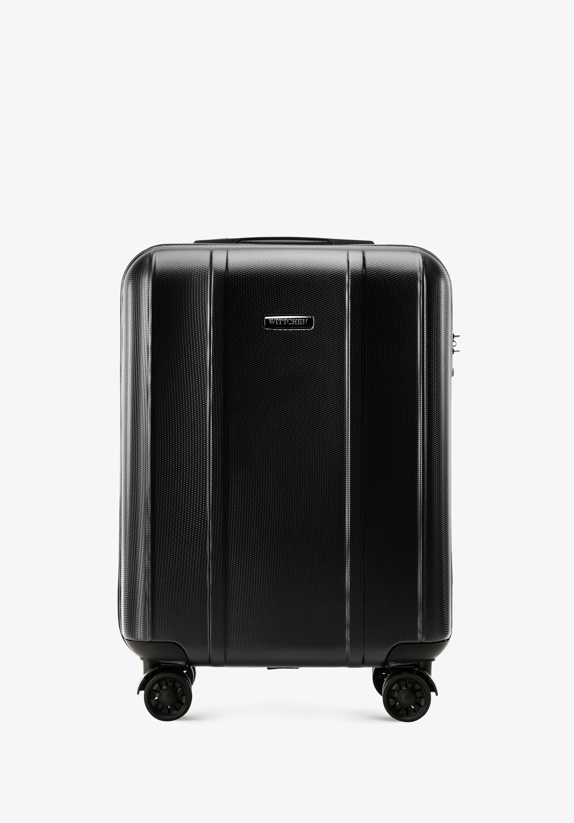 Walizka kabinowa z polikarbonu z pionowymi tłoczeniami