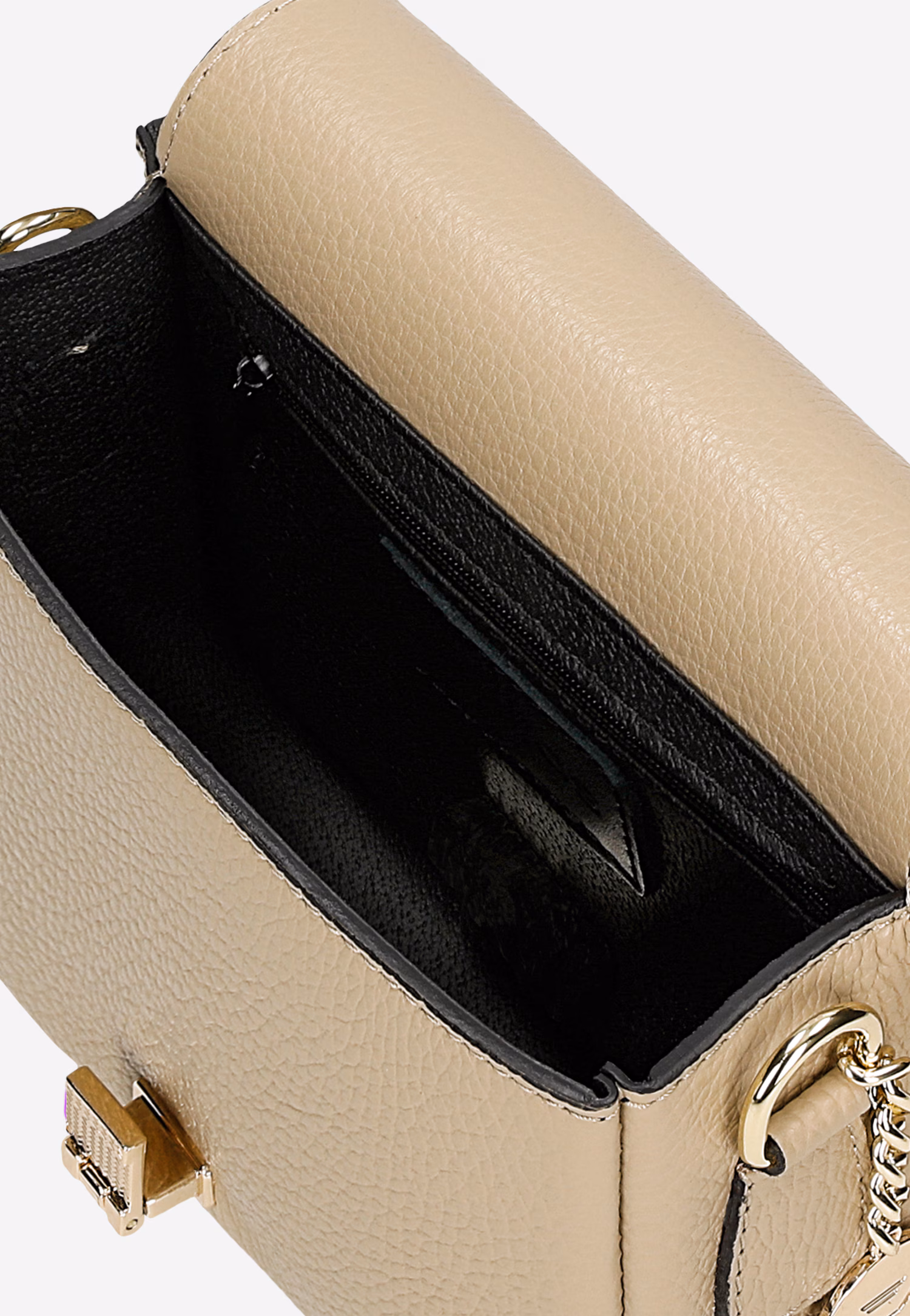 Mała beżowa torebka skórzana crossbody bag