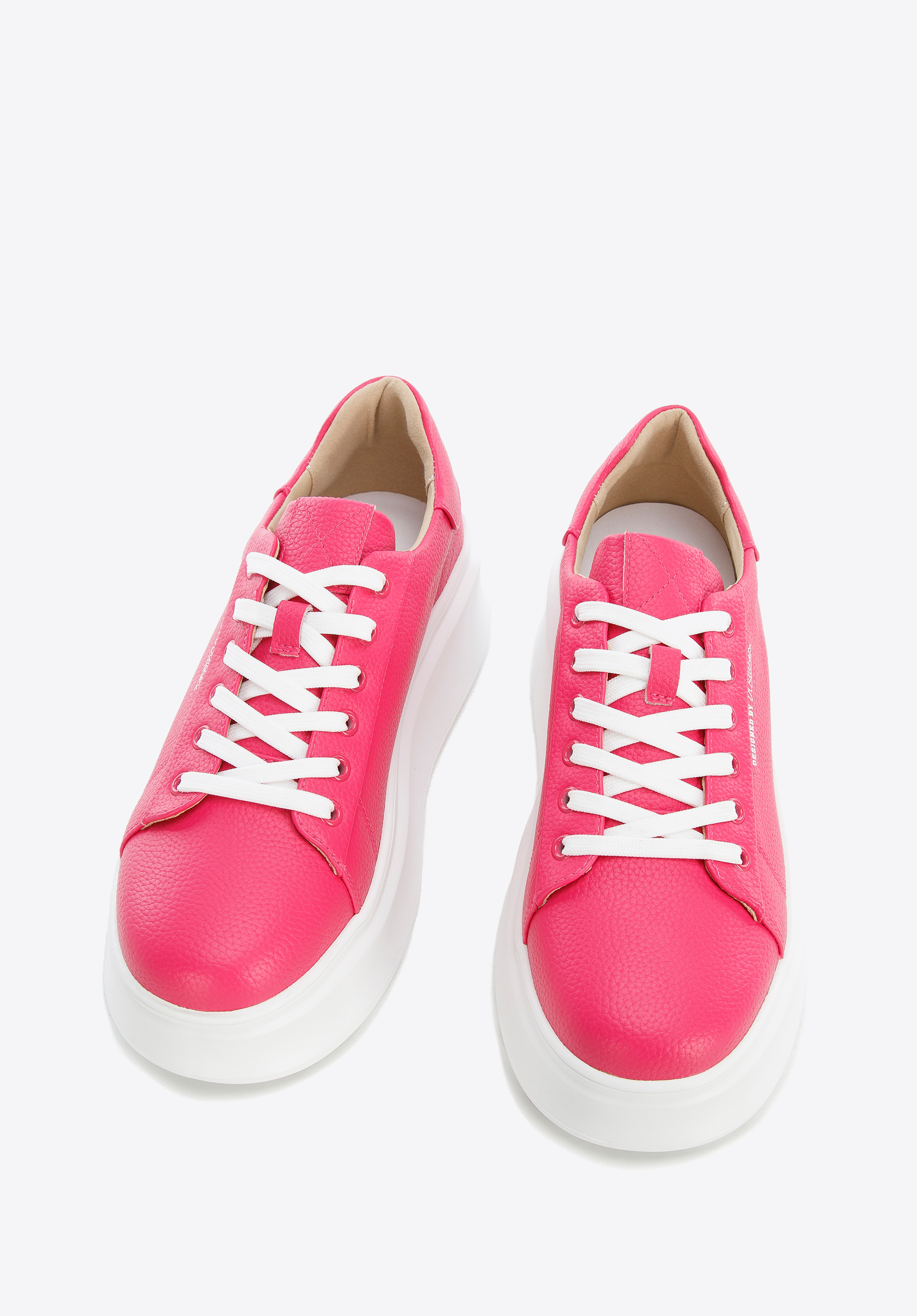 Damskie sneakersy skórzane na grubej podeszwie klasyczne