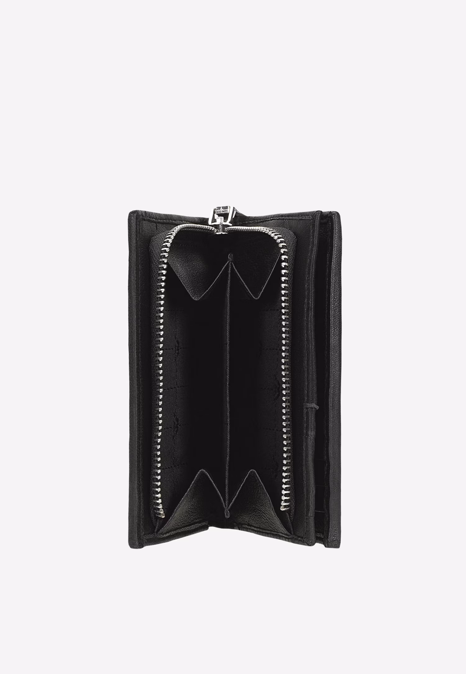 Czarny portfel damski z plecionej skóry licowej