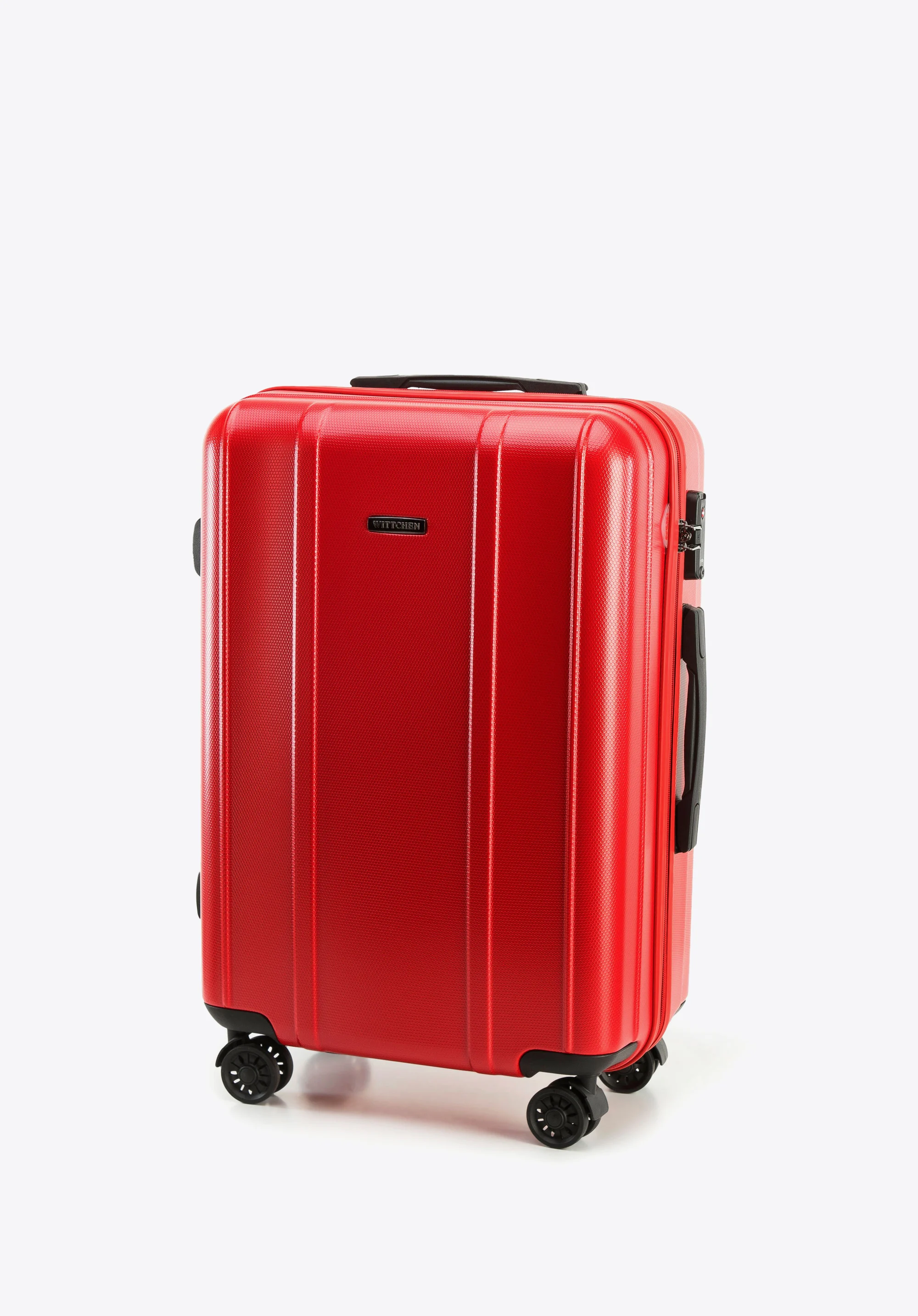 Walizka kabinowa z polikarbonu z pionowymi tłoczeniami