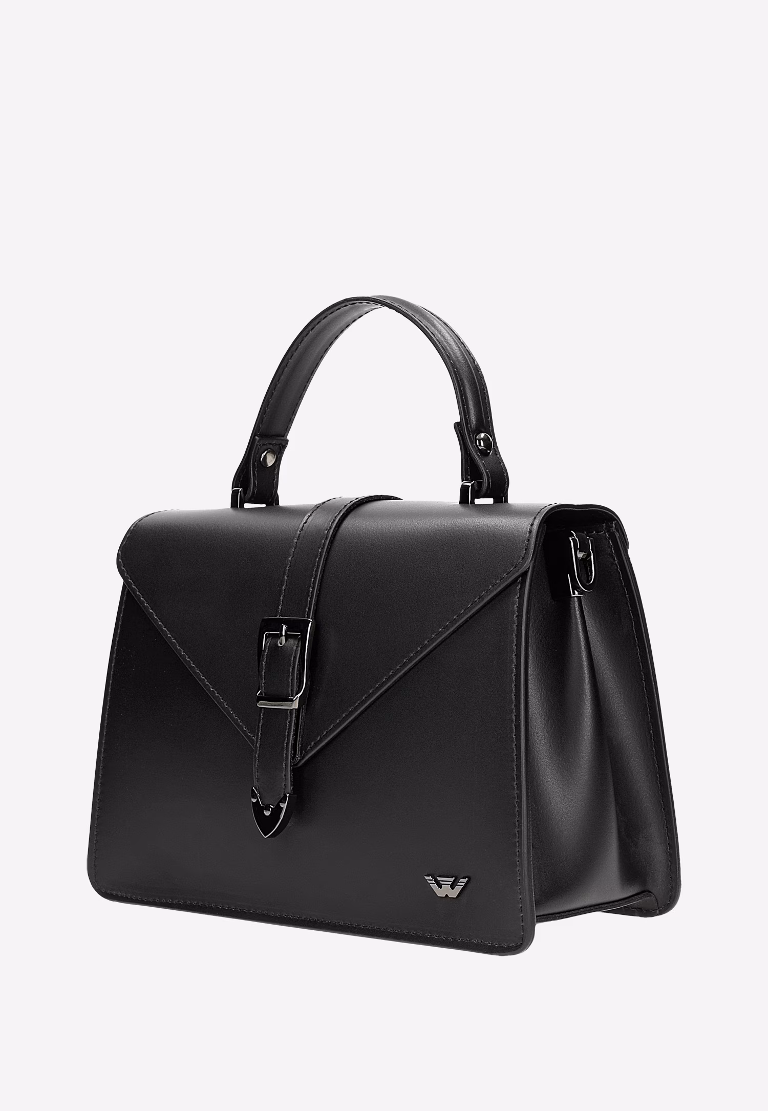 Czarna skórzana torebka damska typu kuferek