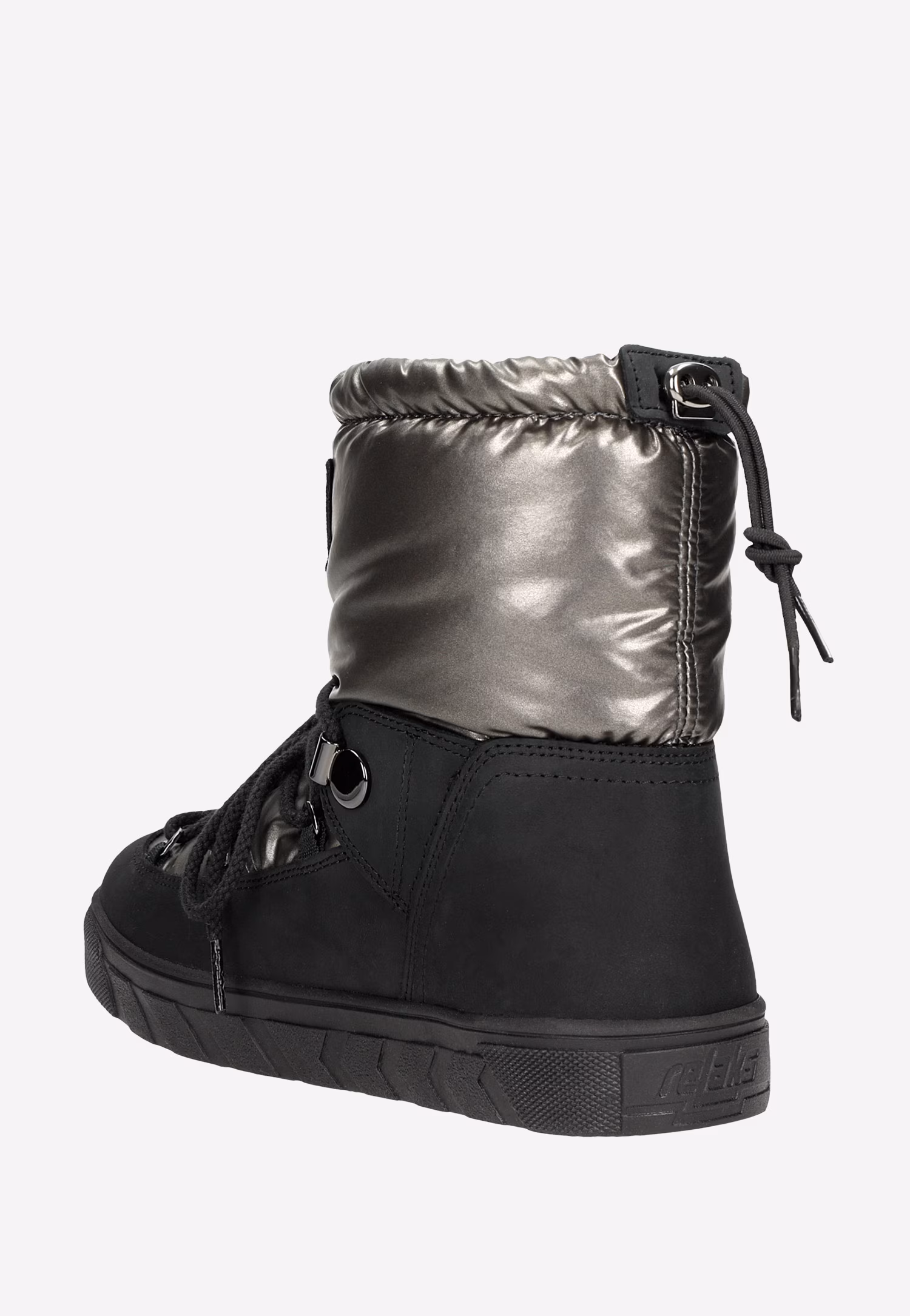 Czarne wiązane śniegowce damskie RELAKS