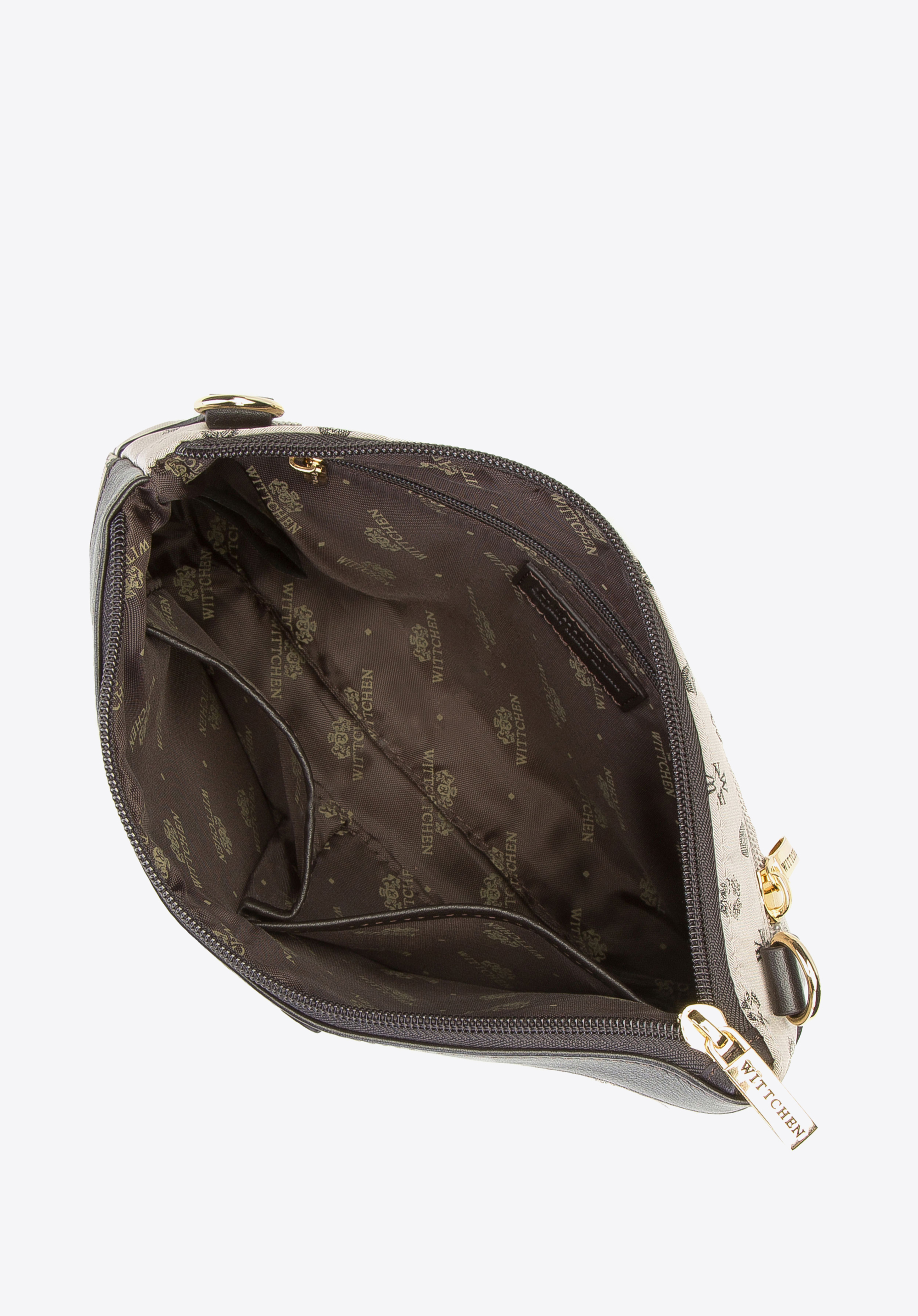 Torebka crossbody z żakardu z monogramem i skóry