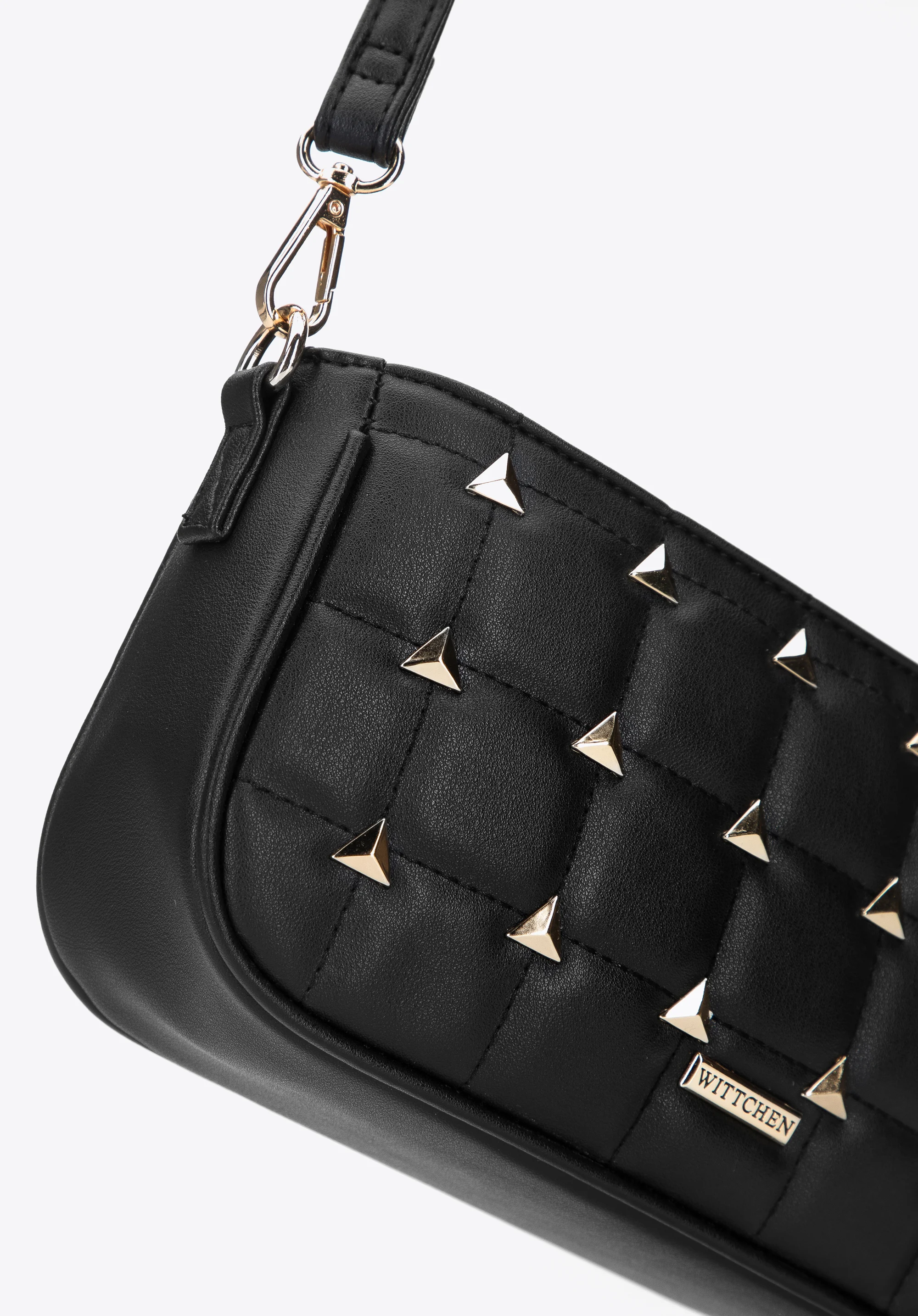 Damska listonoszka z ekoskóry z trójkątnymi ćwiekami