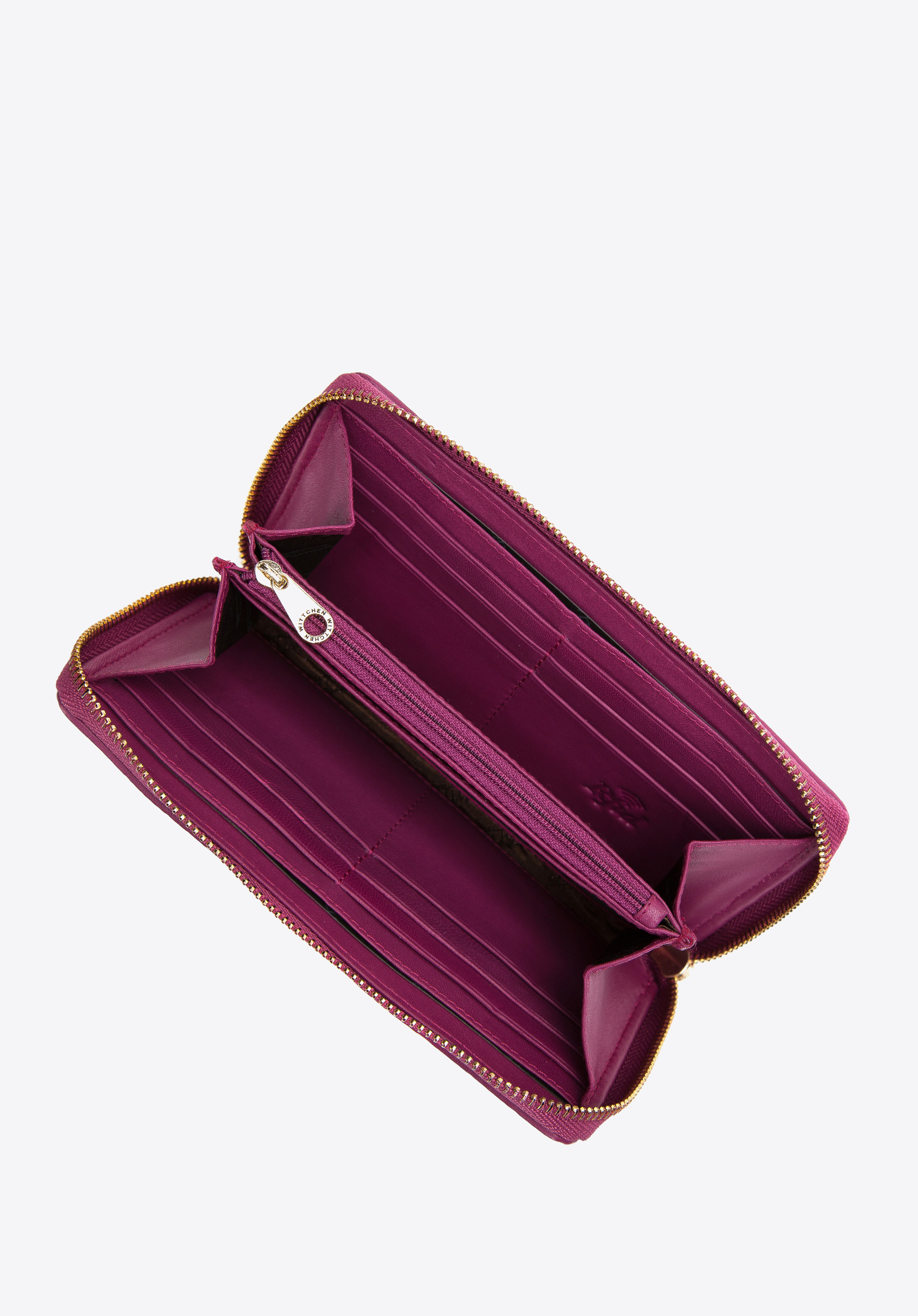 Damski portfel ze skórzanej plecionki duży