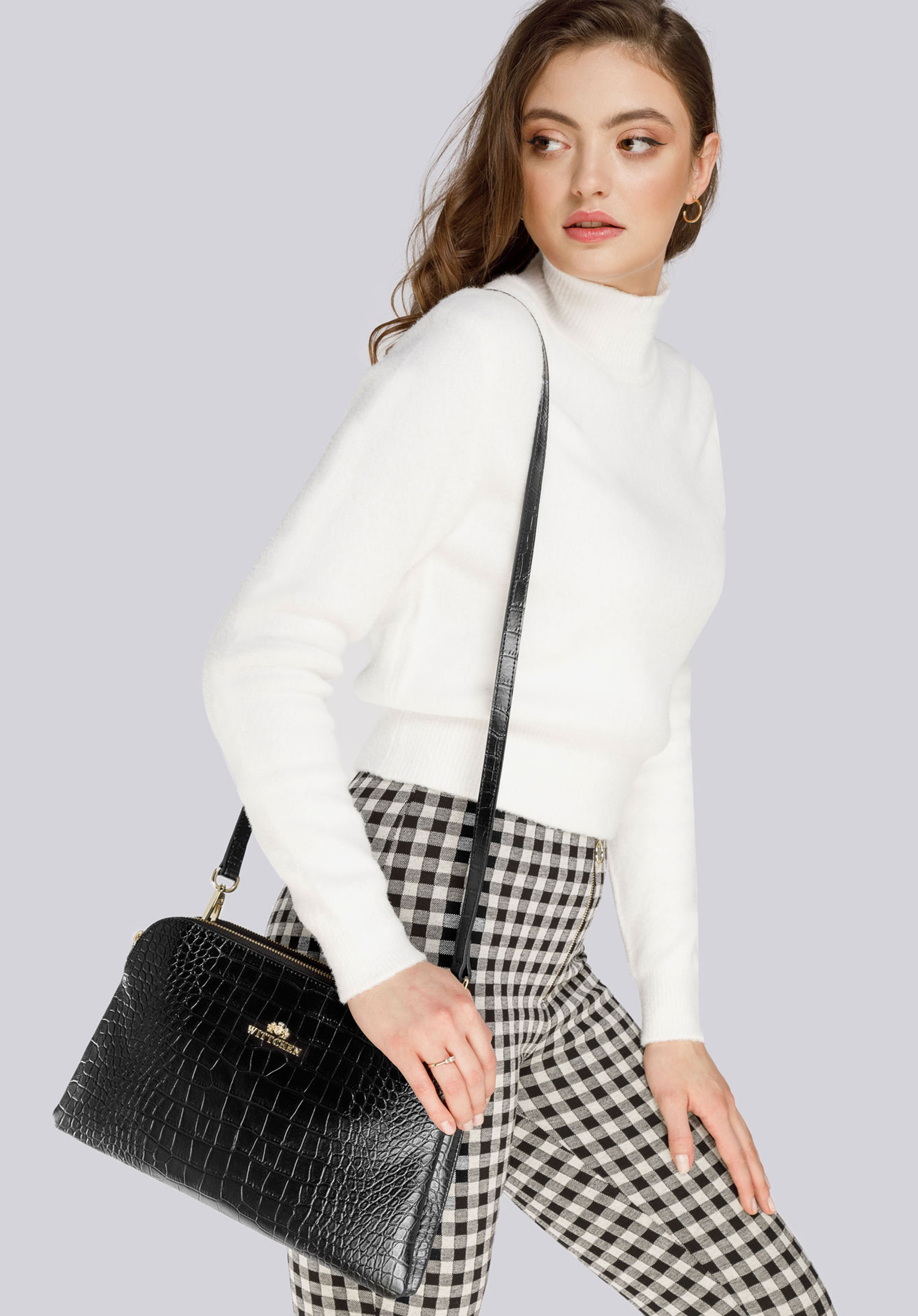 Damska listonoszka ze skóry trapezowa mała