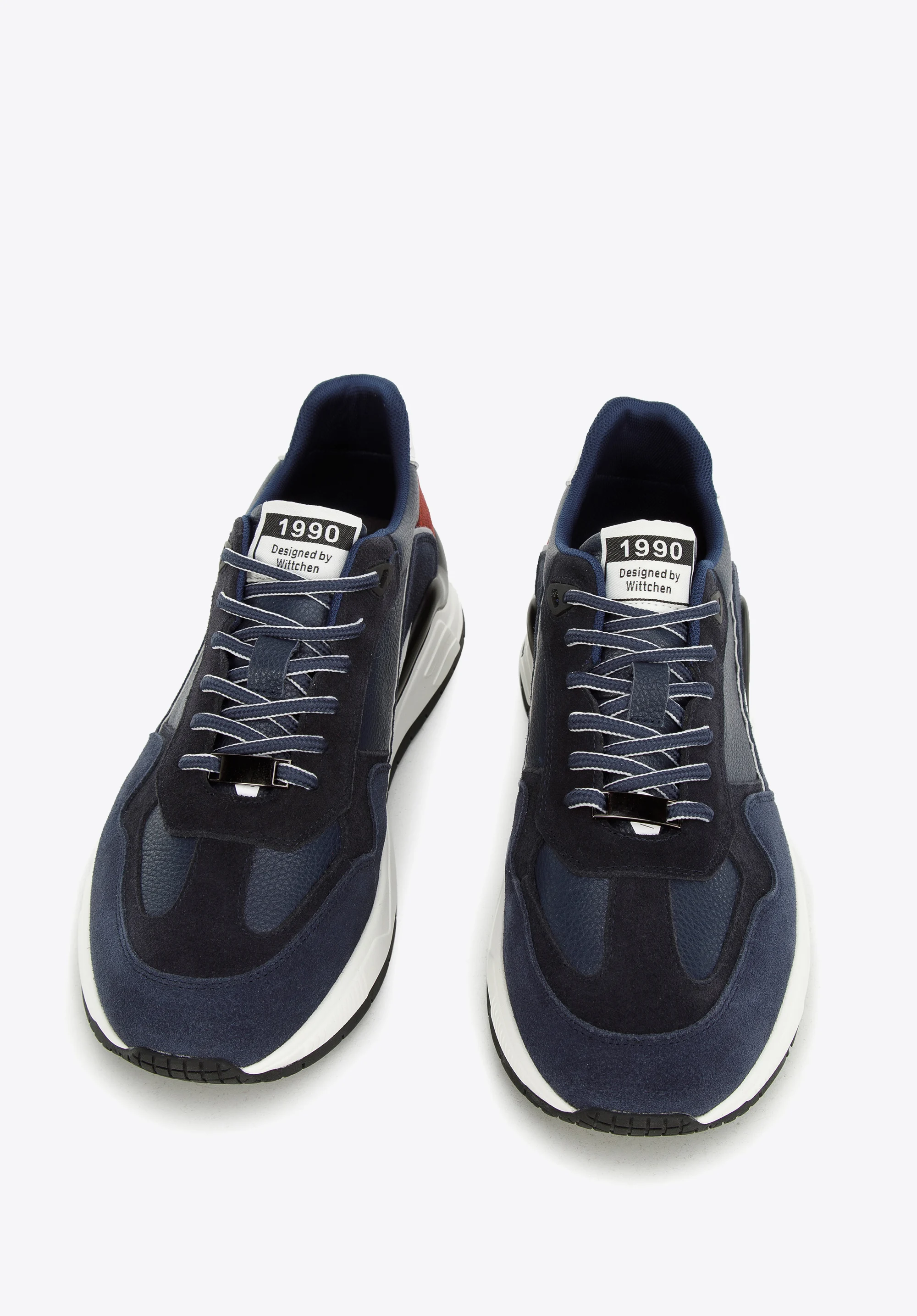 Męskie sneakersy skórzane z motywem w jodełkę