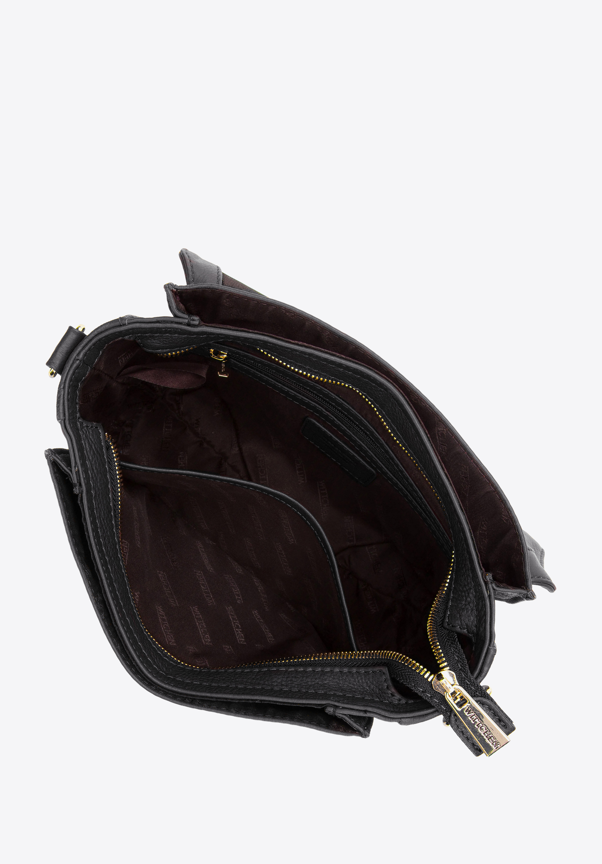 Damska listonoszka skórzana z przeszyciami trzykomorowa