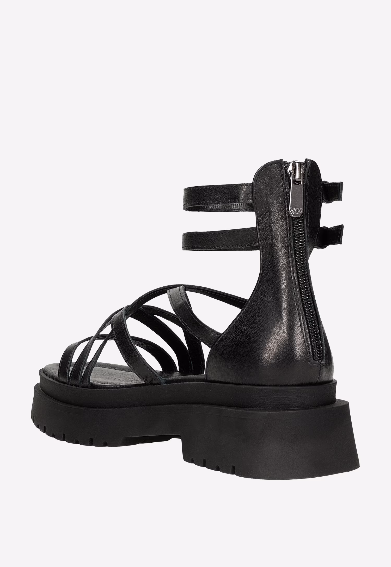 Masywne beżowe sandały damskie ze skóry