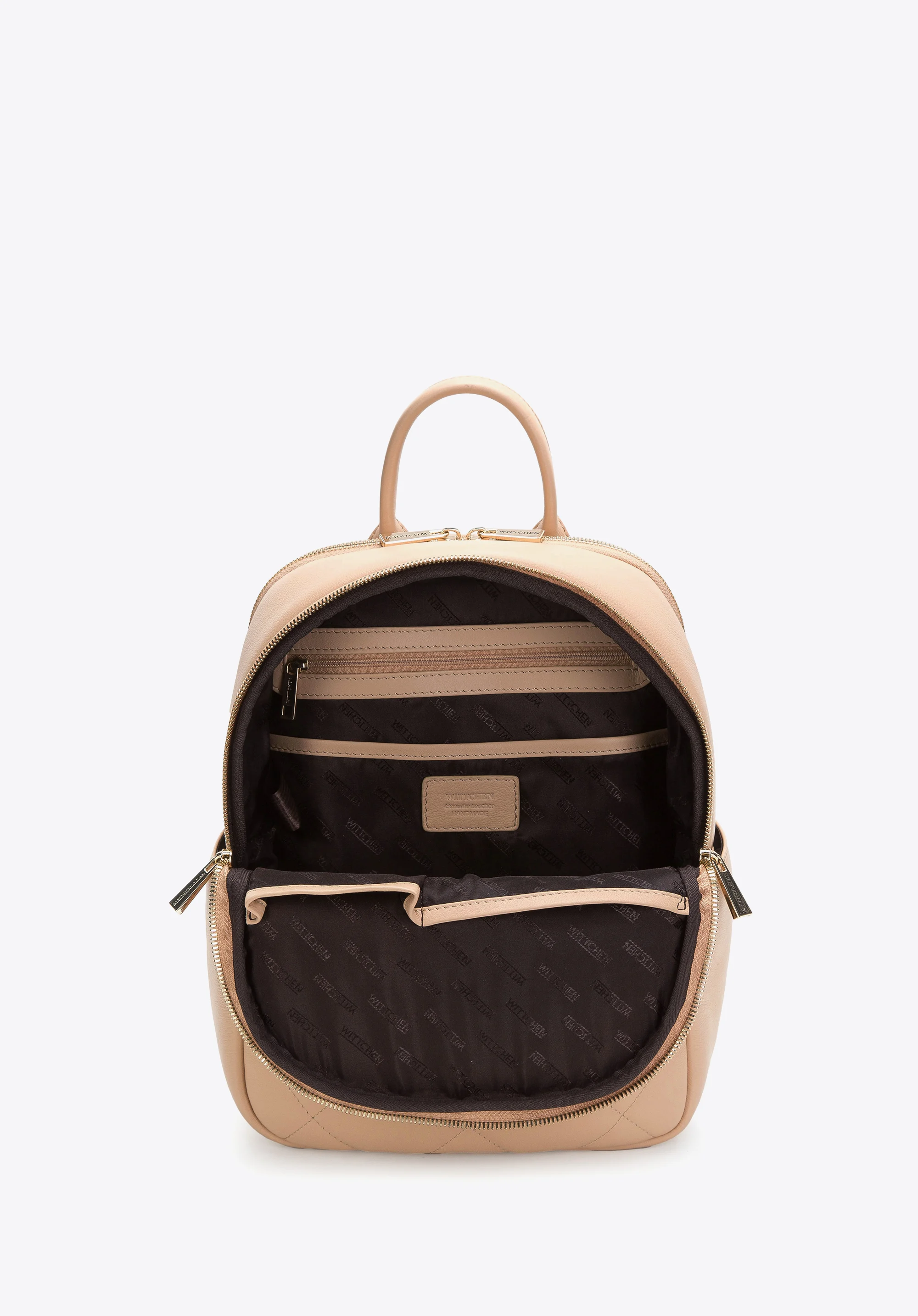 Damski plecak z pikowanej skóry dwukomorowy